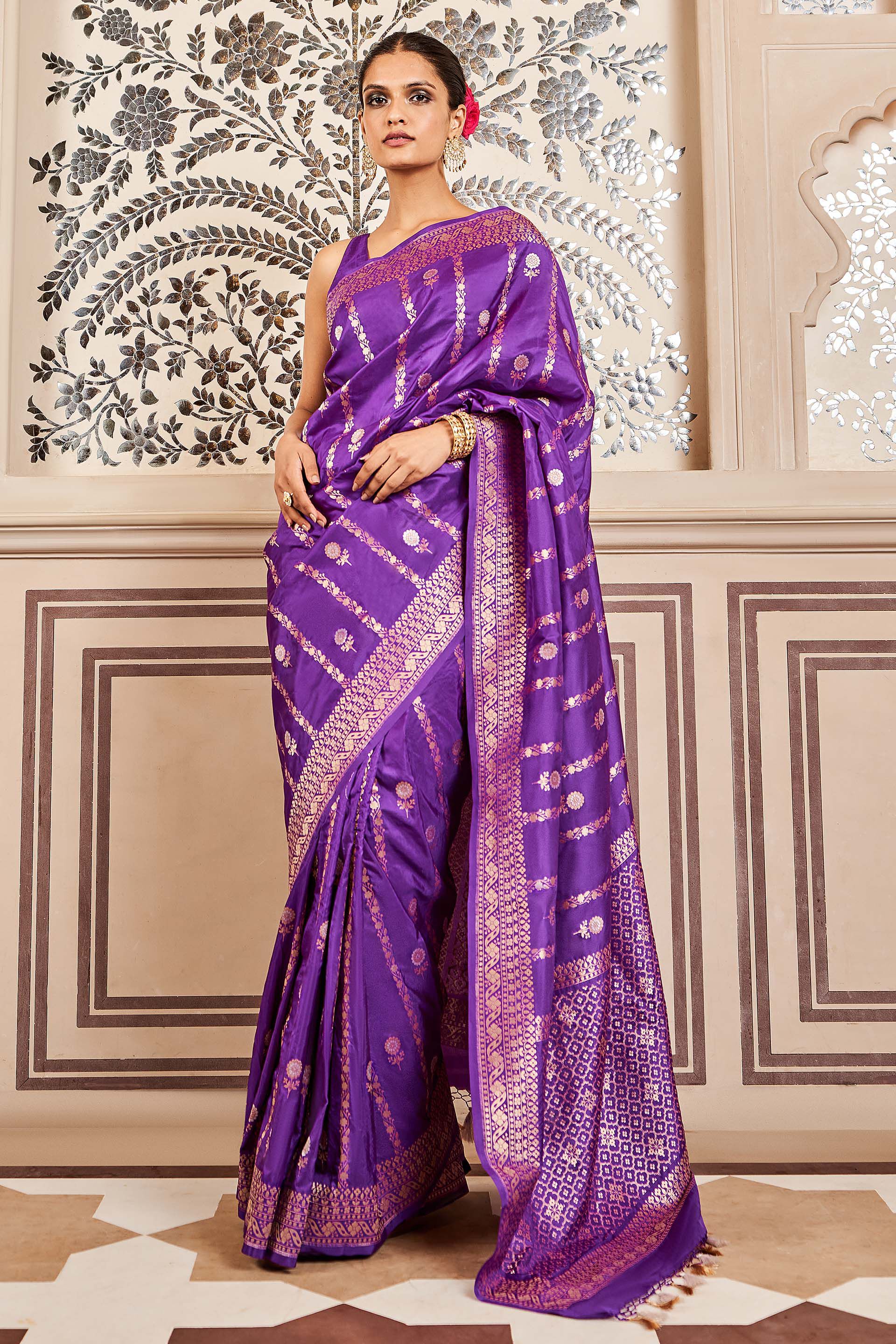 Sravya Benarasi Saree - Purple, Purple, image 2