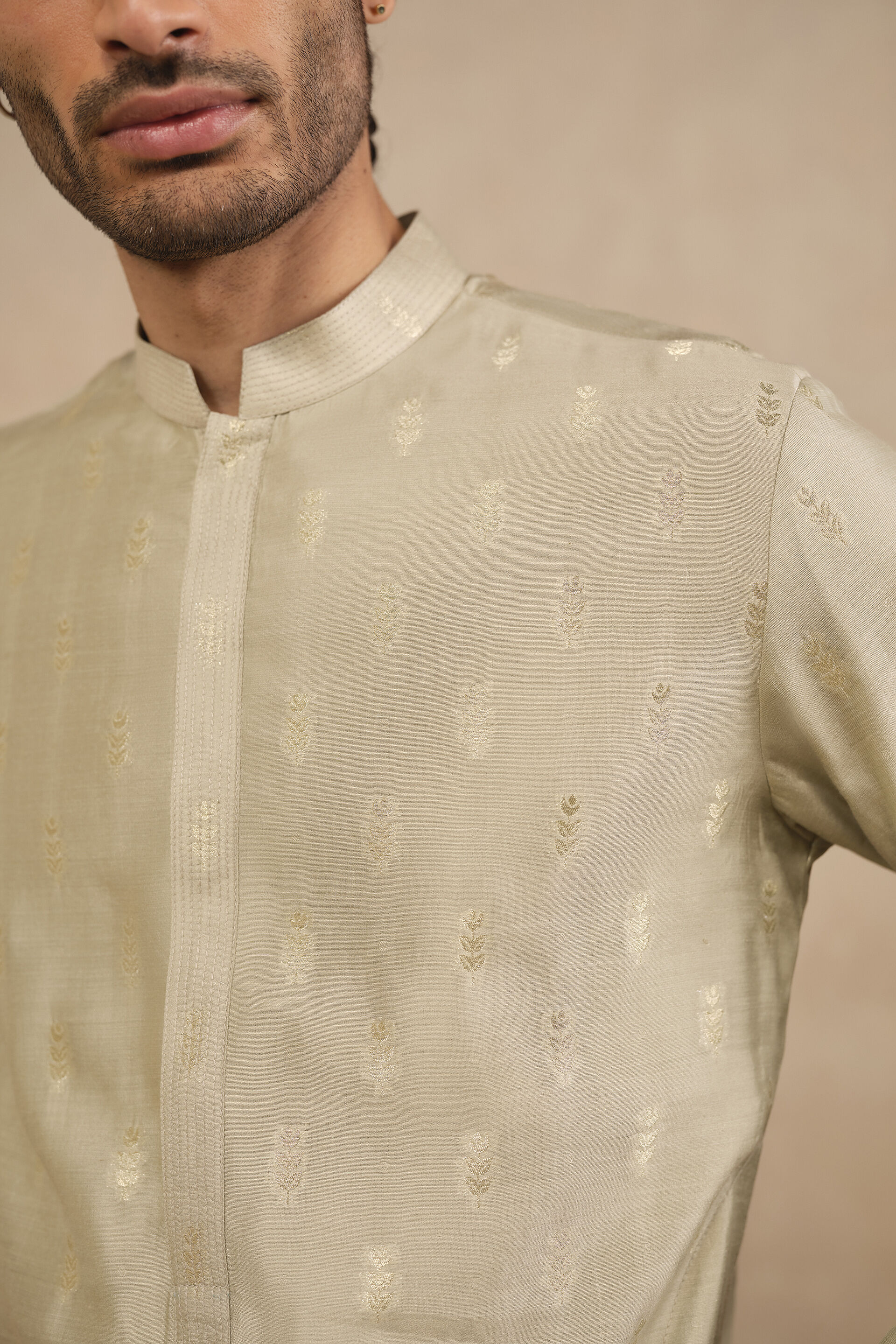 Aryam Woven Benarasi Kurta - Sage, Sage, image 5