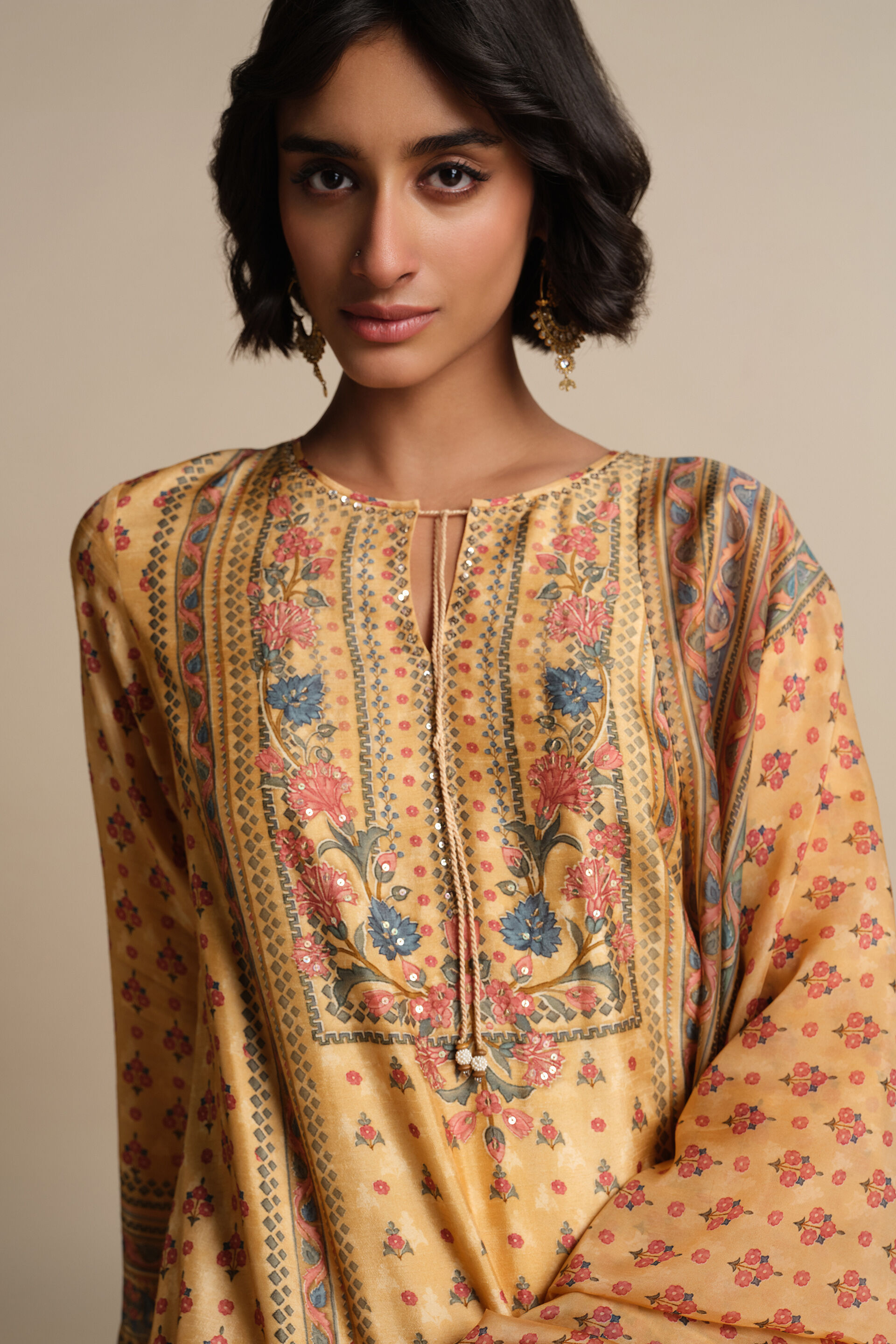 Anat Silk Suit Set - Yellow, Yellow, image 4