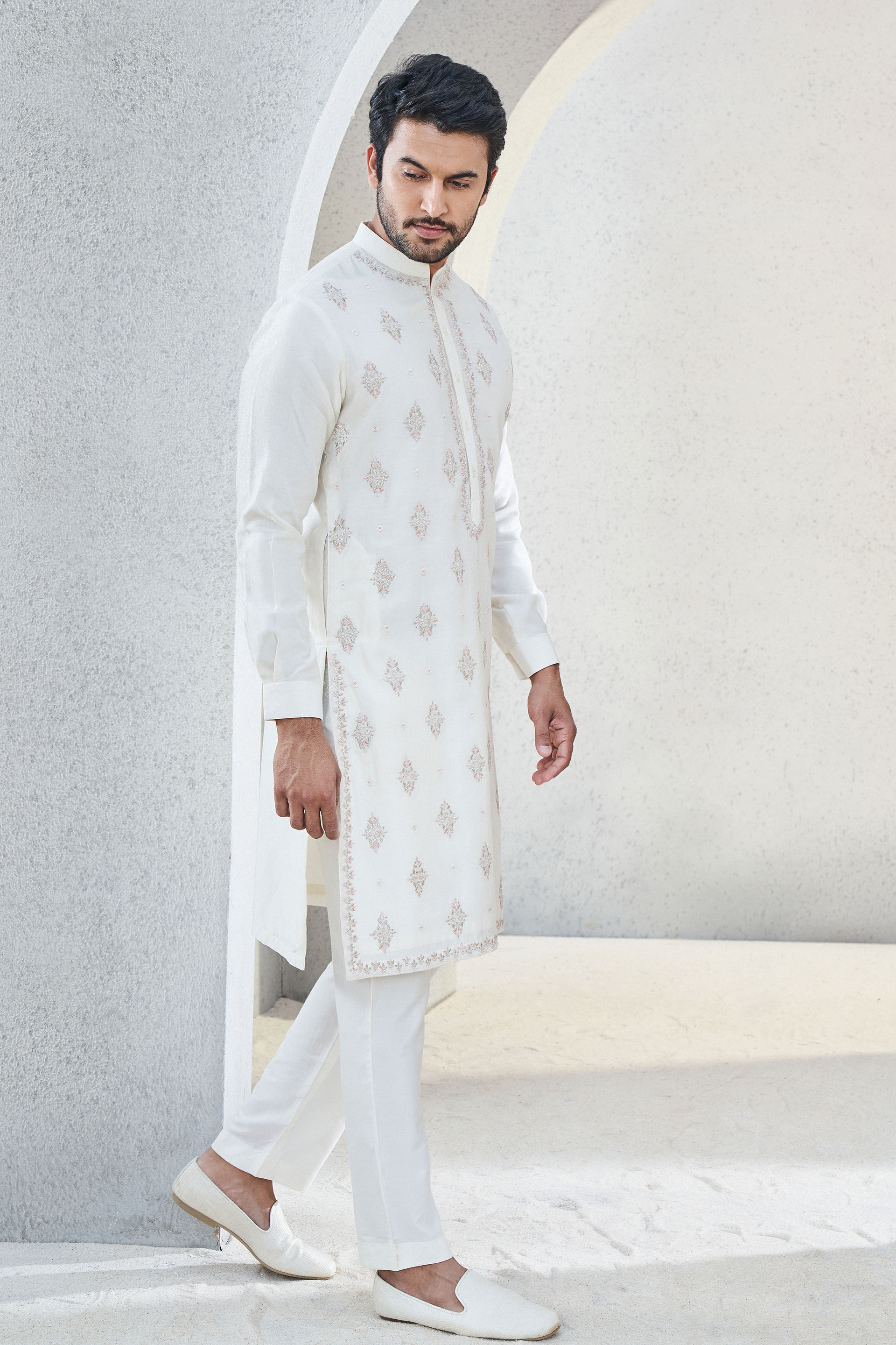Anvit Embroidered Kurta - Off White, Off White, image 2