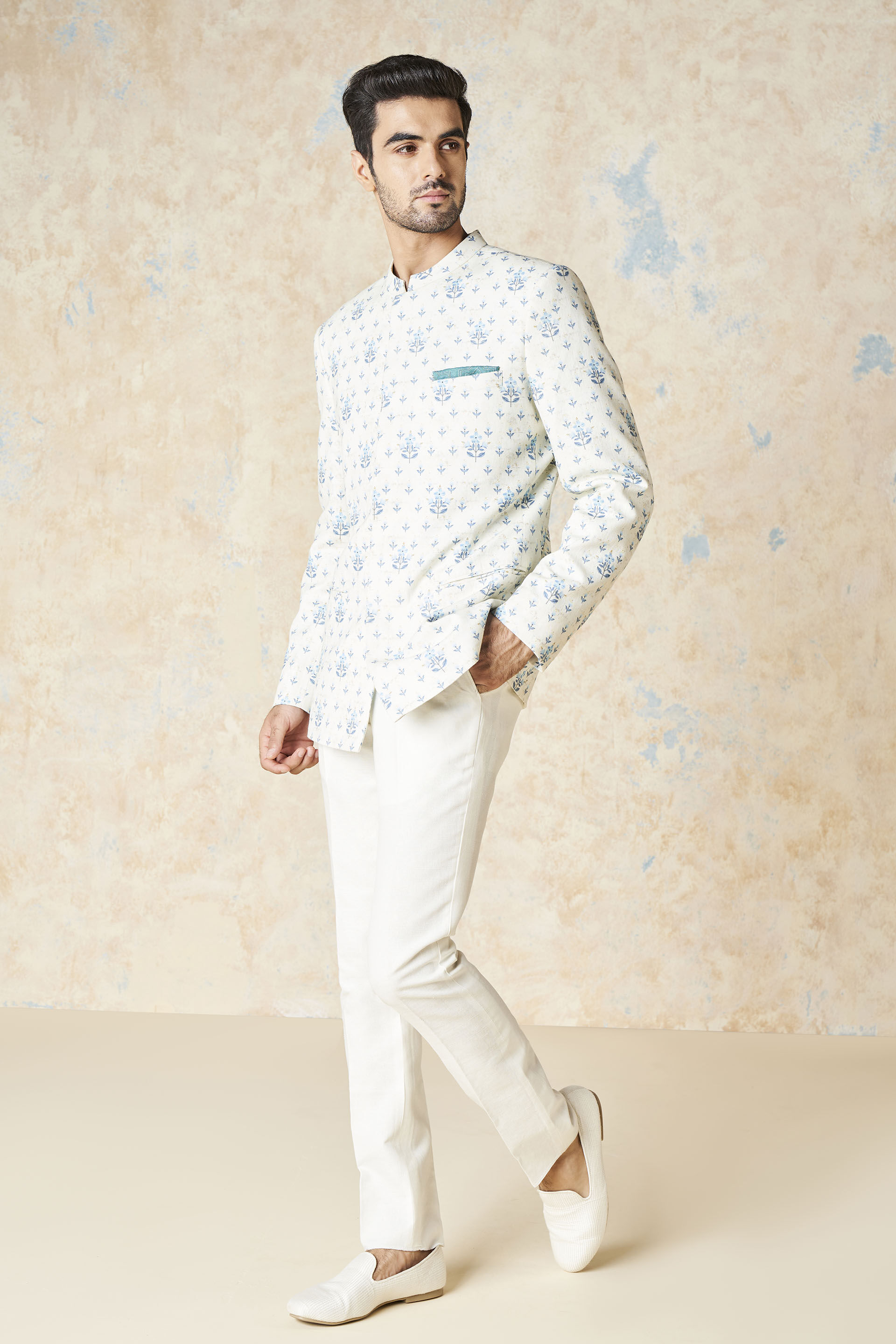 Idhayan Linen Bandhgala - Ivory