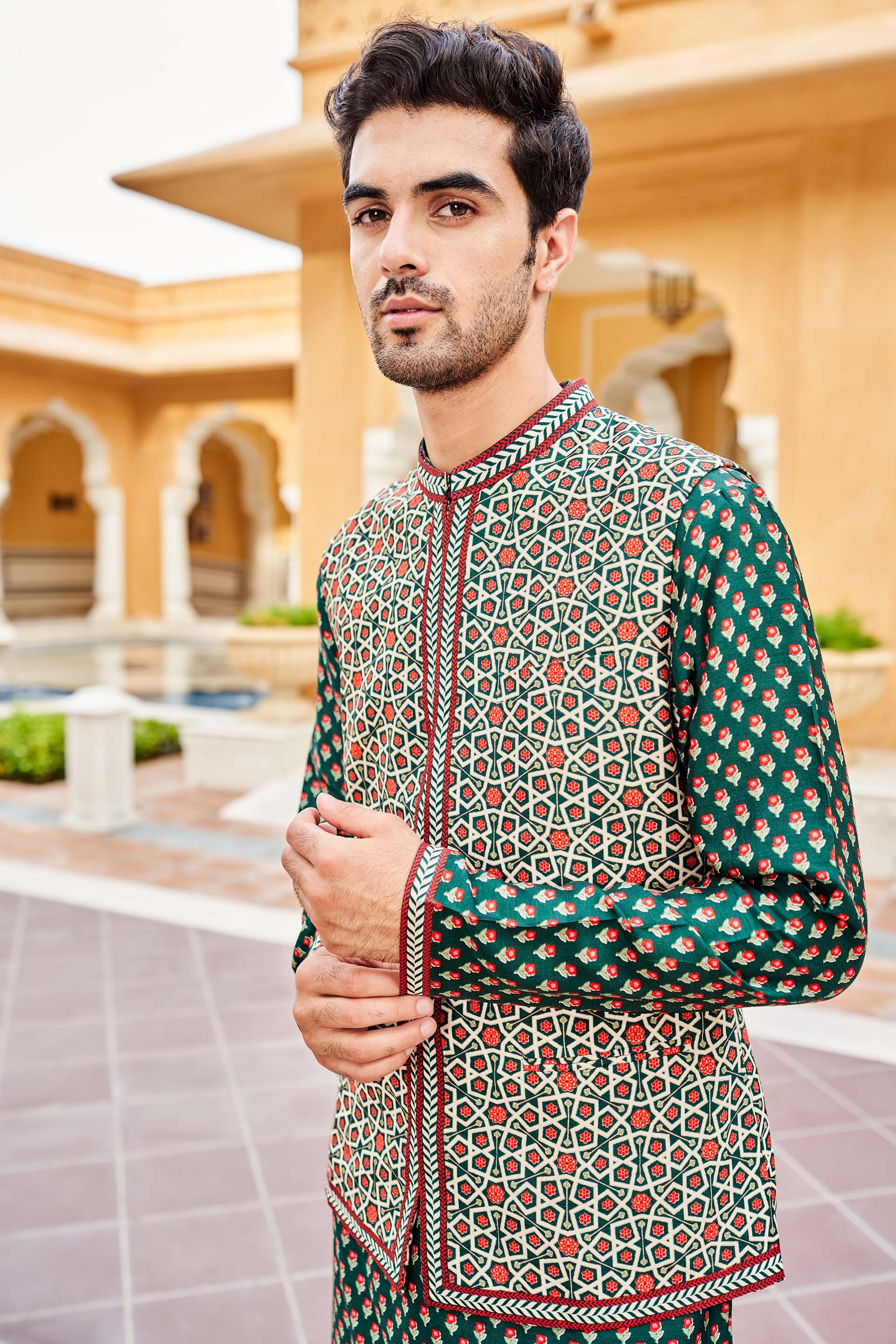 Arham Nehru Jacket - Emerald Green, Emerald Green, image 4