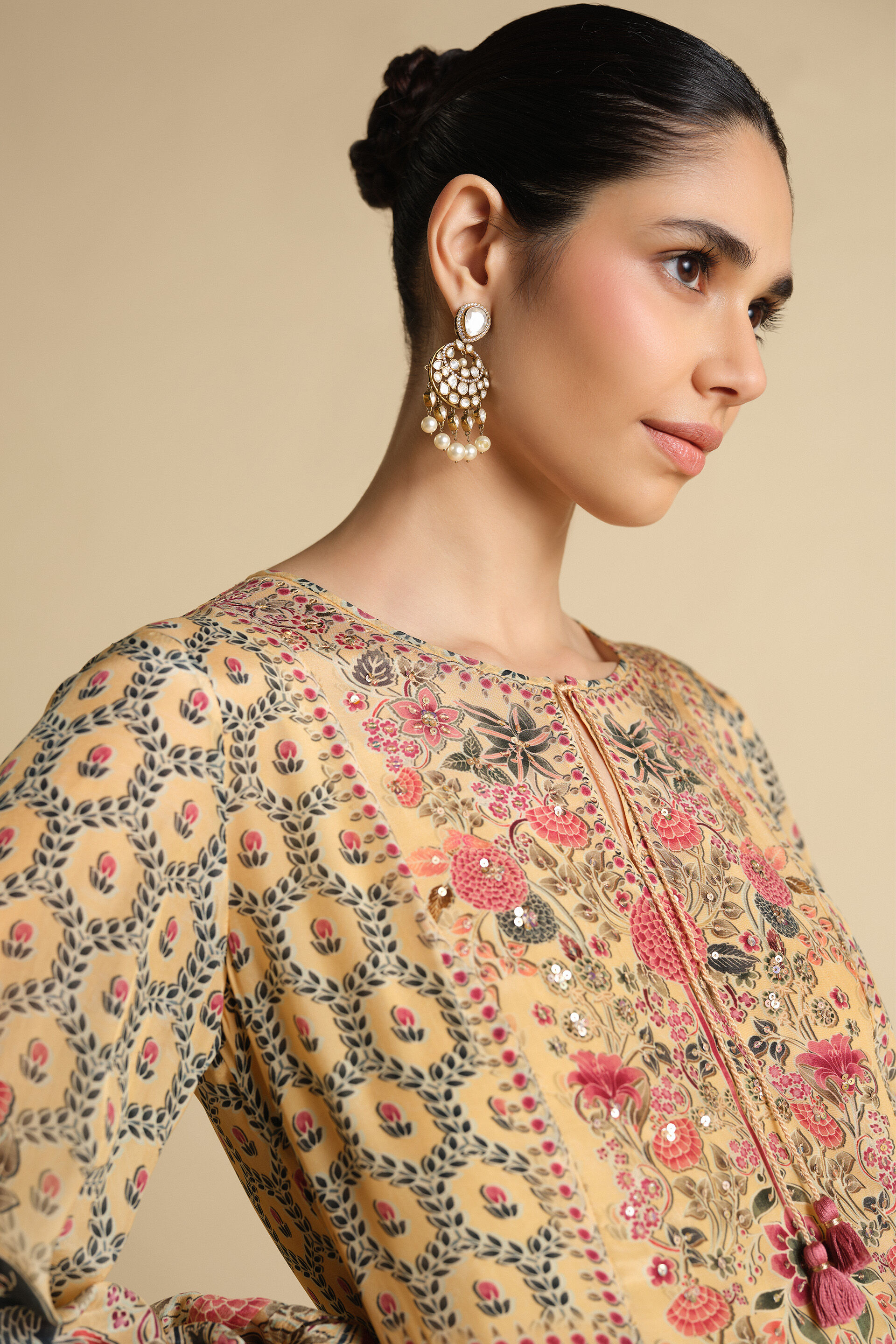 Demoiselle Printed Kaftan - Yellow, Yellow, image 5