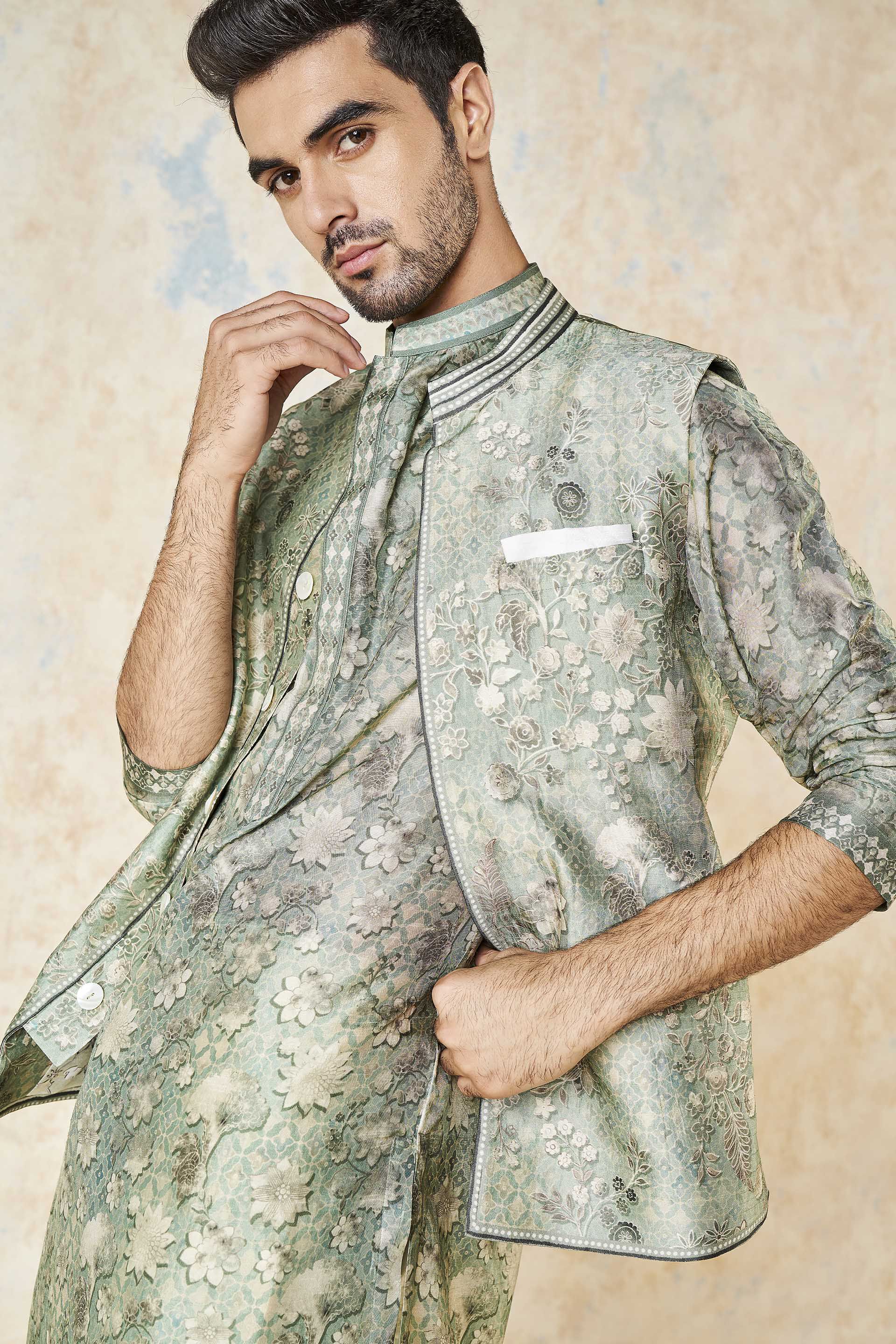 Bhramar Nehru Jacket - Sage, Sage, image 6