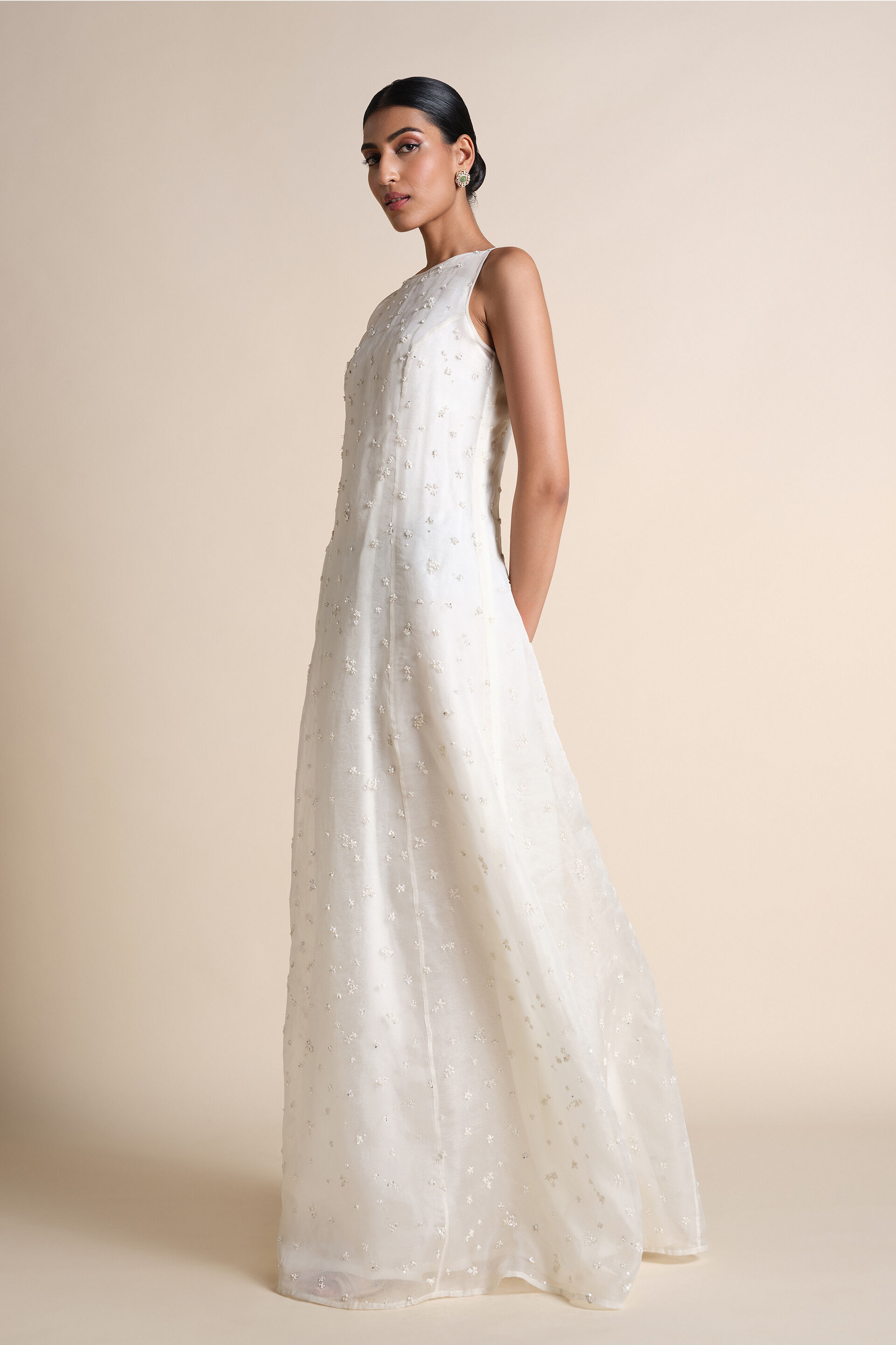 Mountain Mist Silk Gown - Ivory, Ivory, image 3