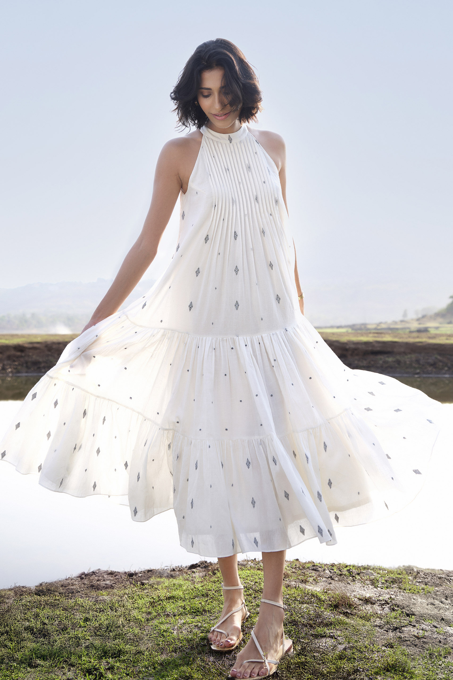 Airoso Handwoven Jamdani Dress - Ivory, Ivory, image 3