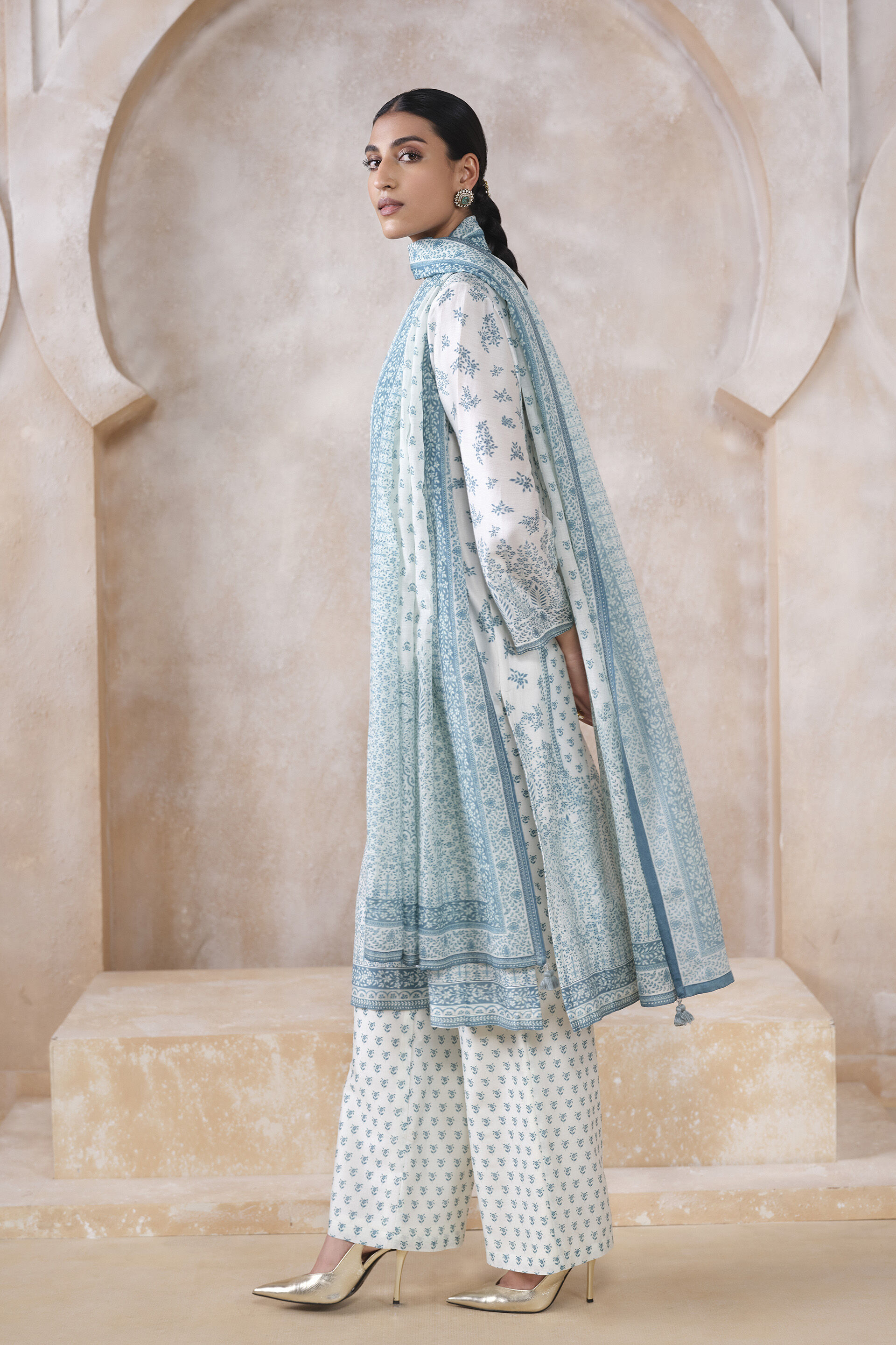 Miral Silk Suit Set - White, White, image 3