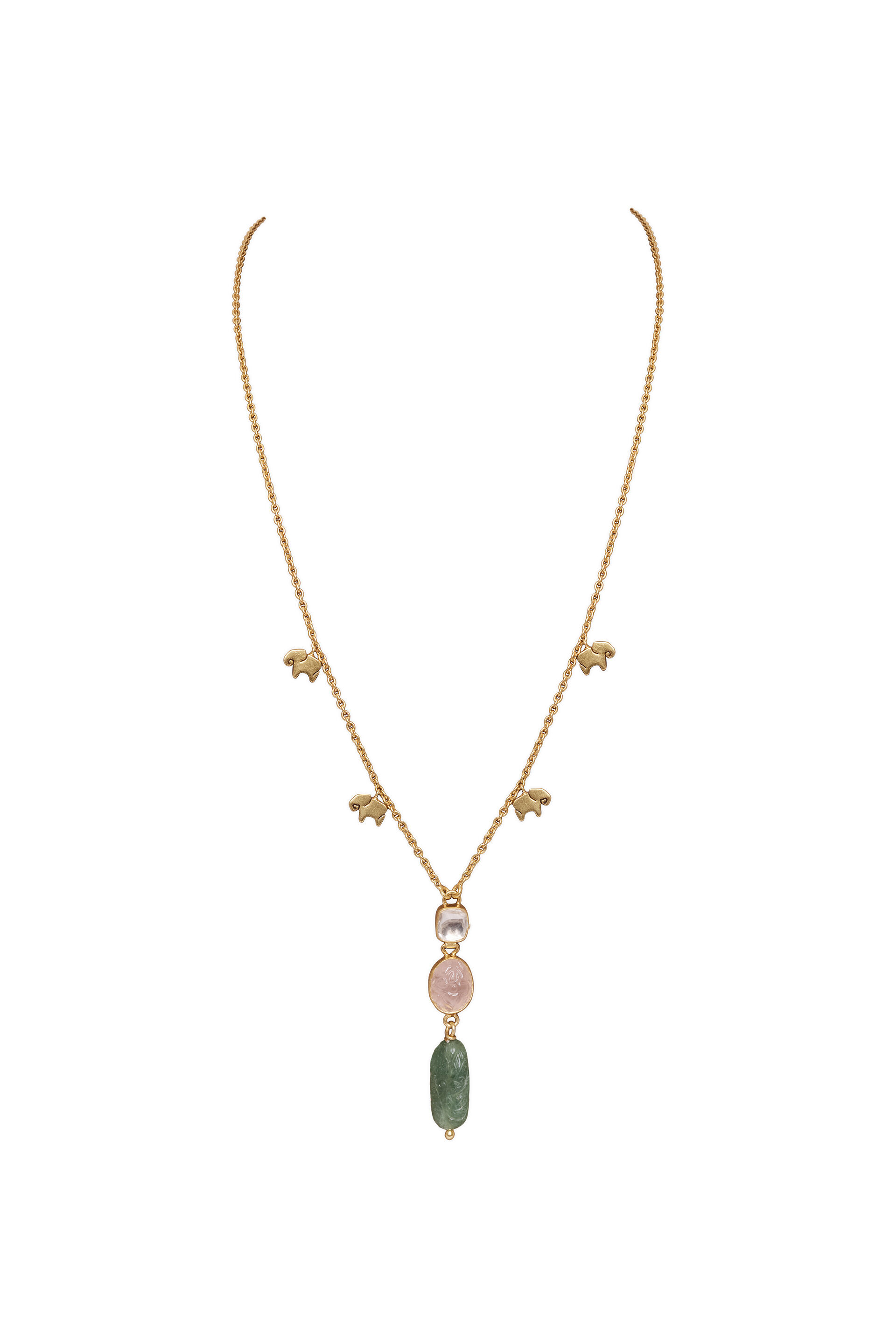 Haathi Charm Necklace - Green