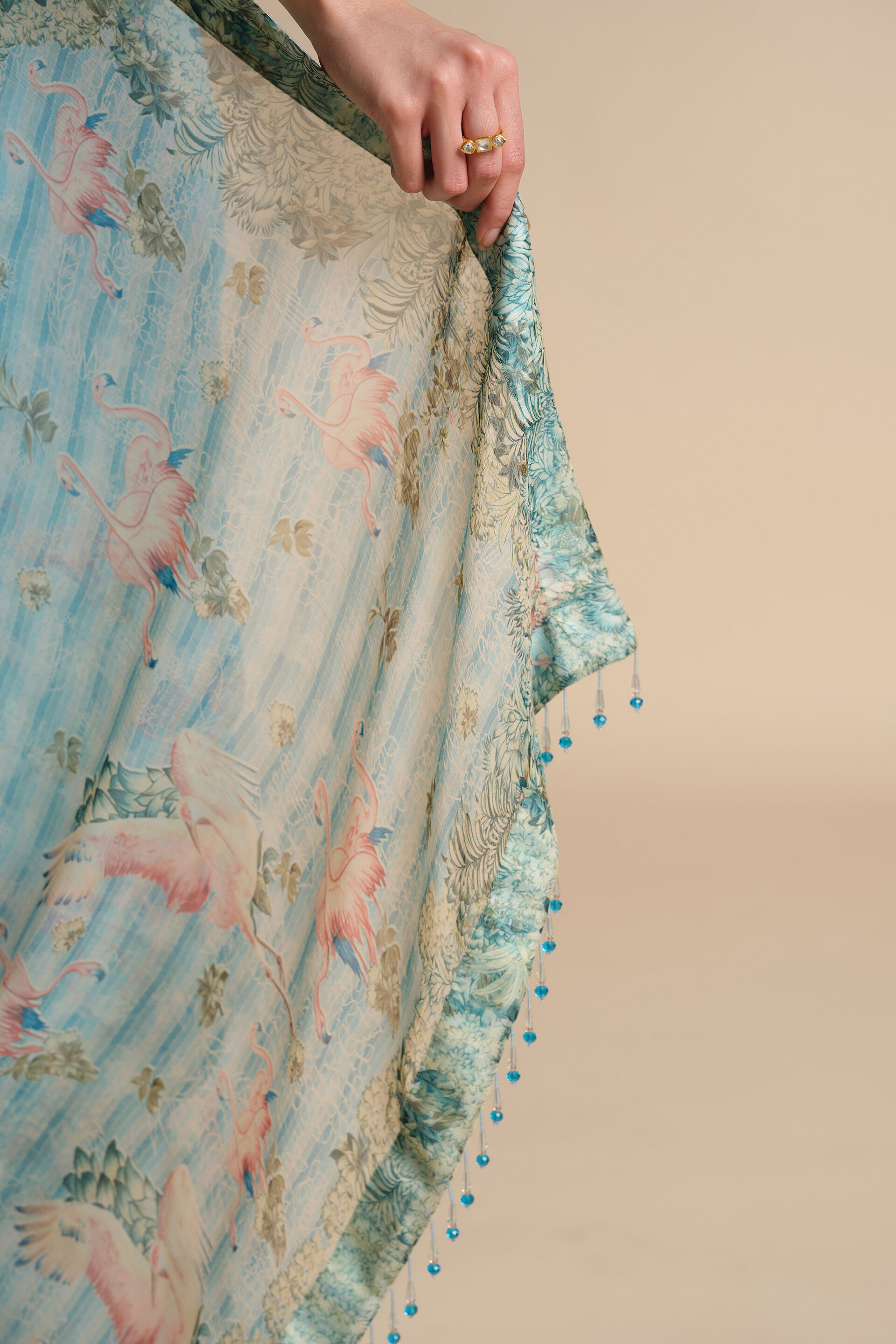Sagara Printed Chiffon Saree, Powder Blue, image 9