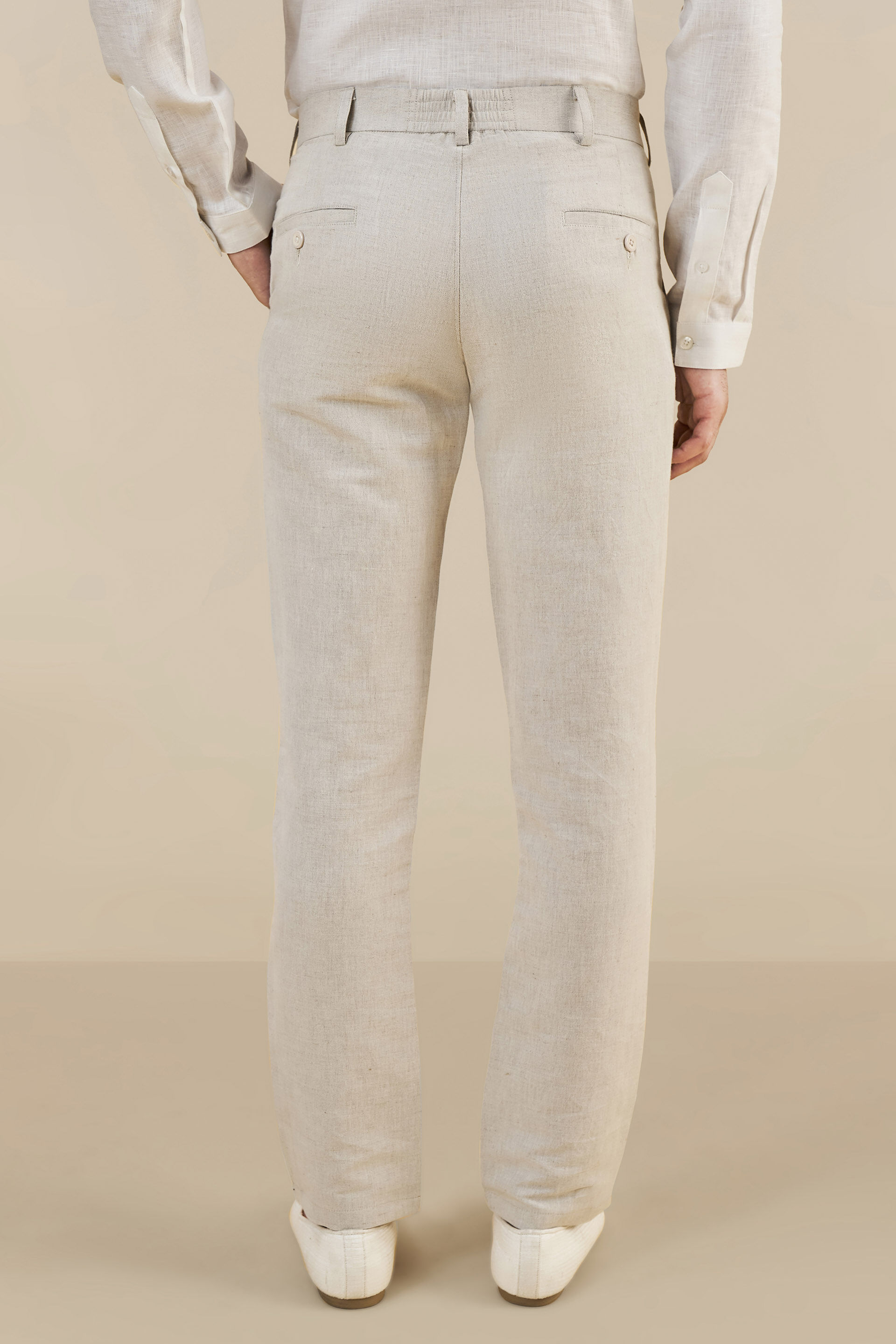 Natural Linen Trousers, Natural, image 3