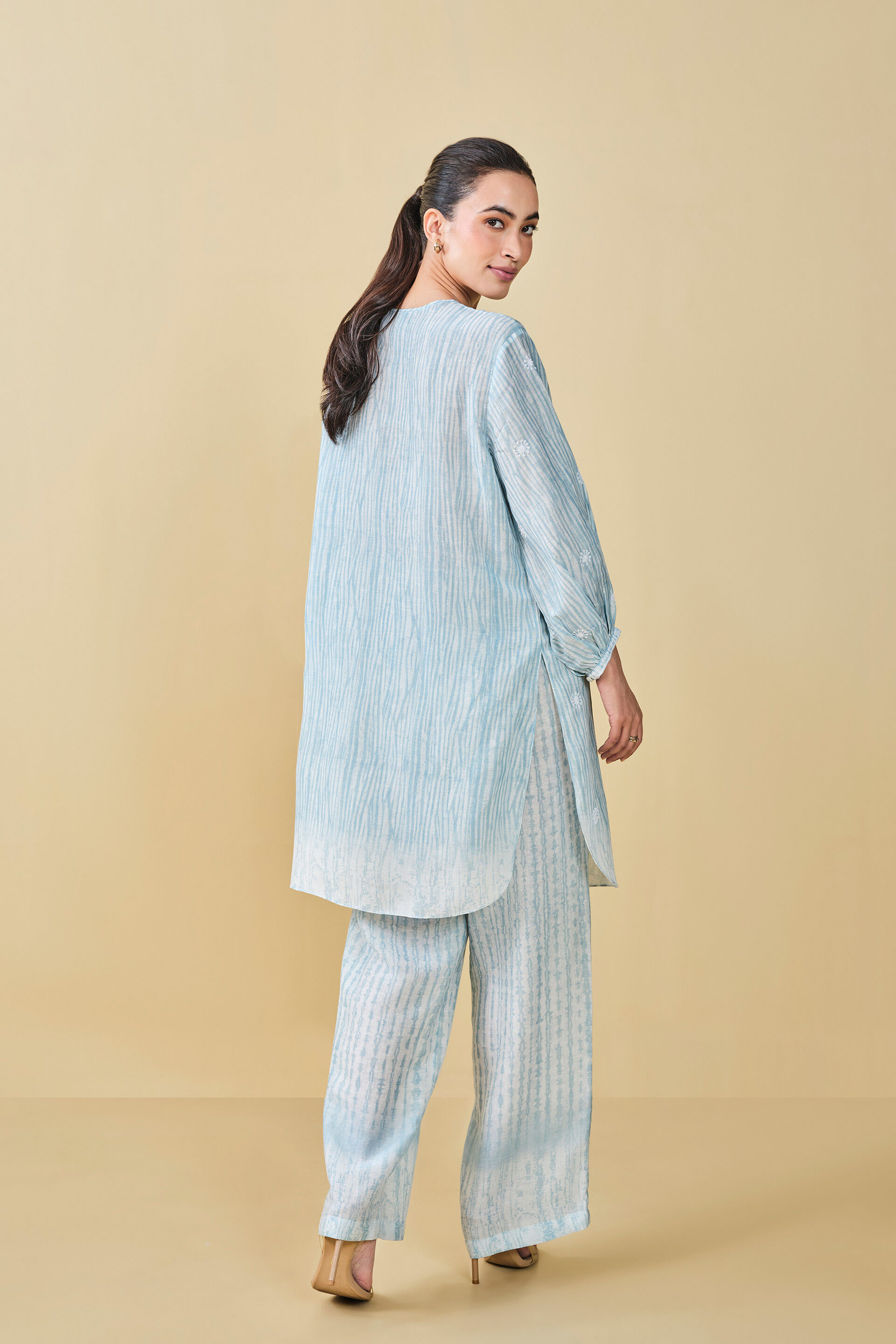 From The Mountain Hand-embroidered Chikankari Co-ord - Powder Blue, Powder Blue, image 3