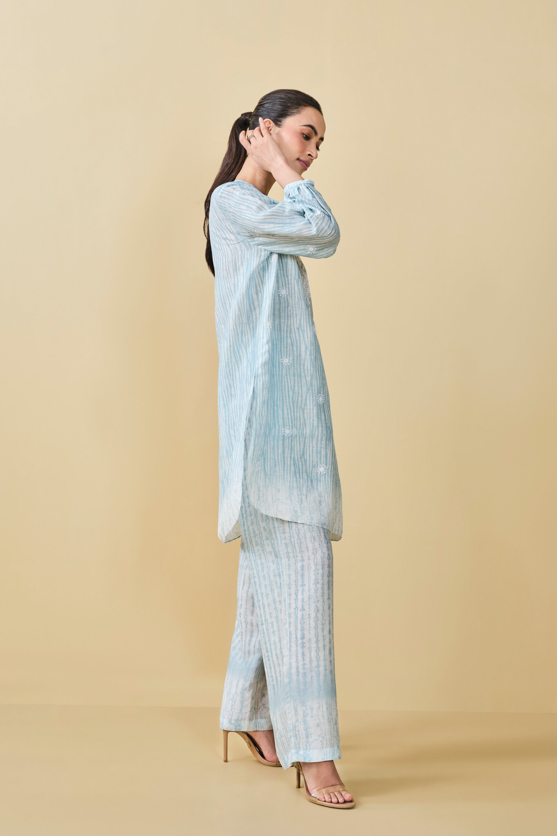 From The Mountain Hand-embroidered Chikankari Co-ord - Powder Blue