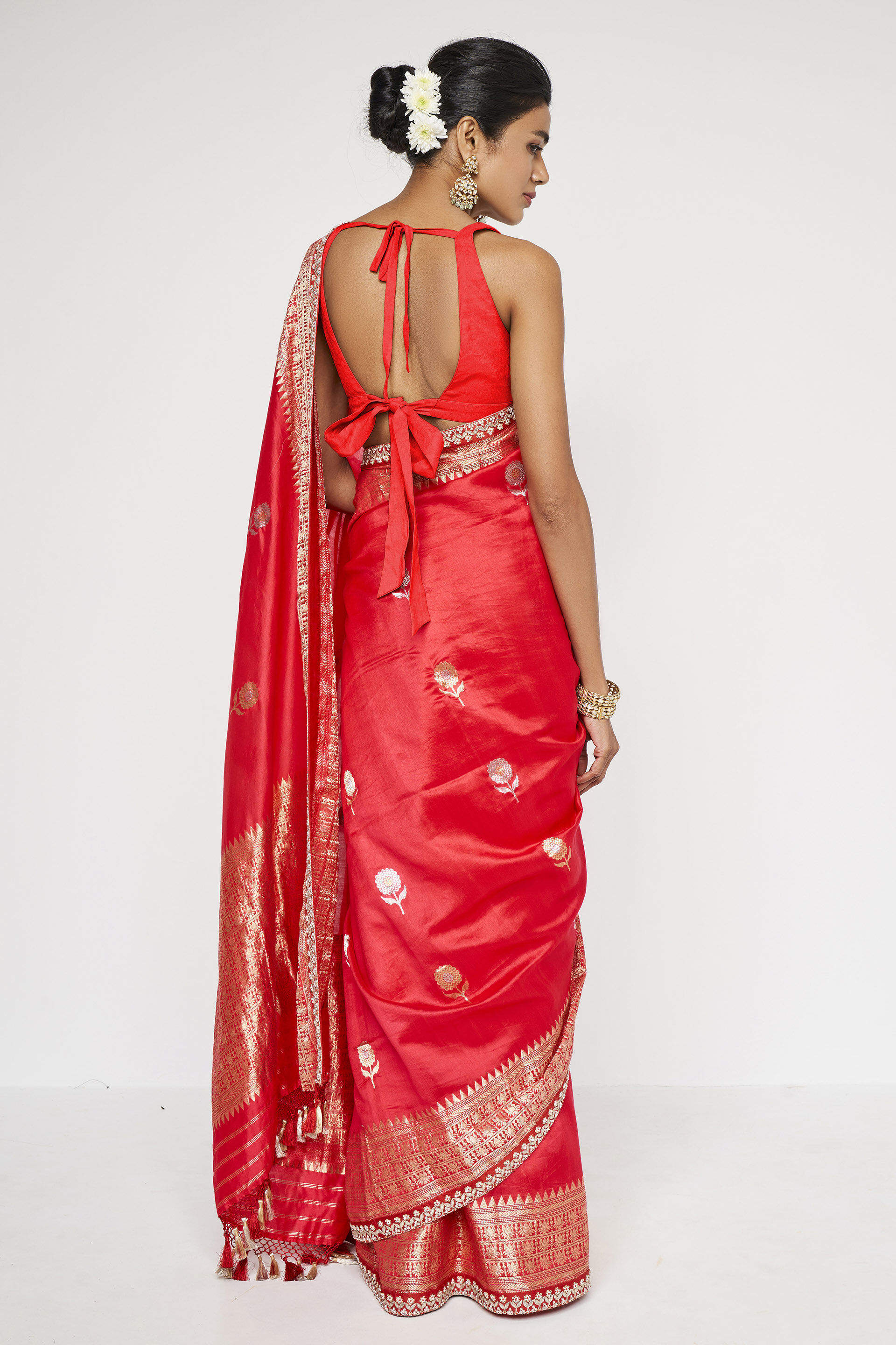 Aganaya Benarasi Saree - Red, Red, image 2