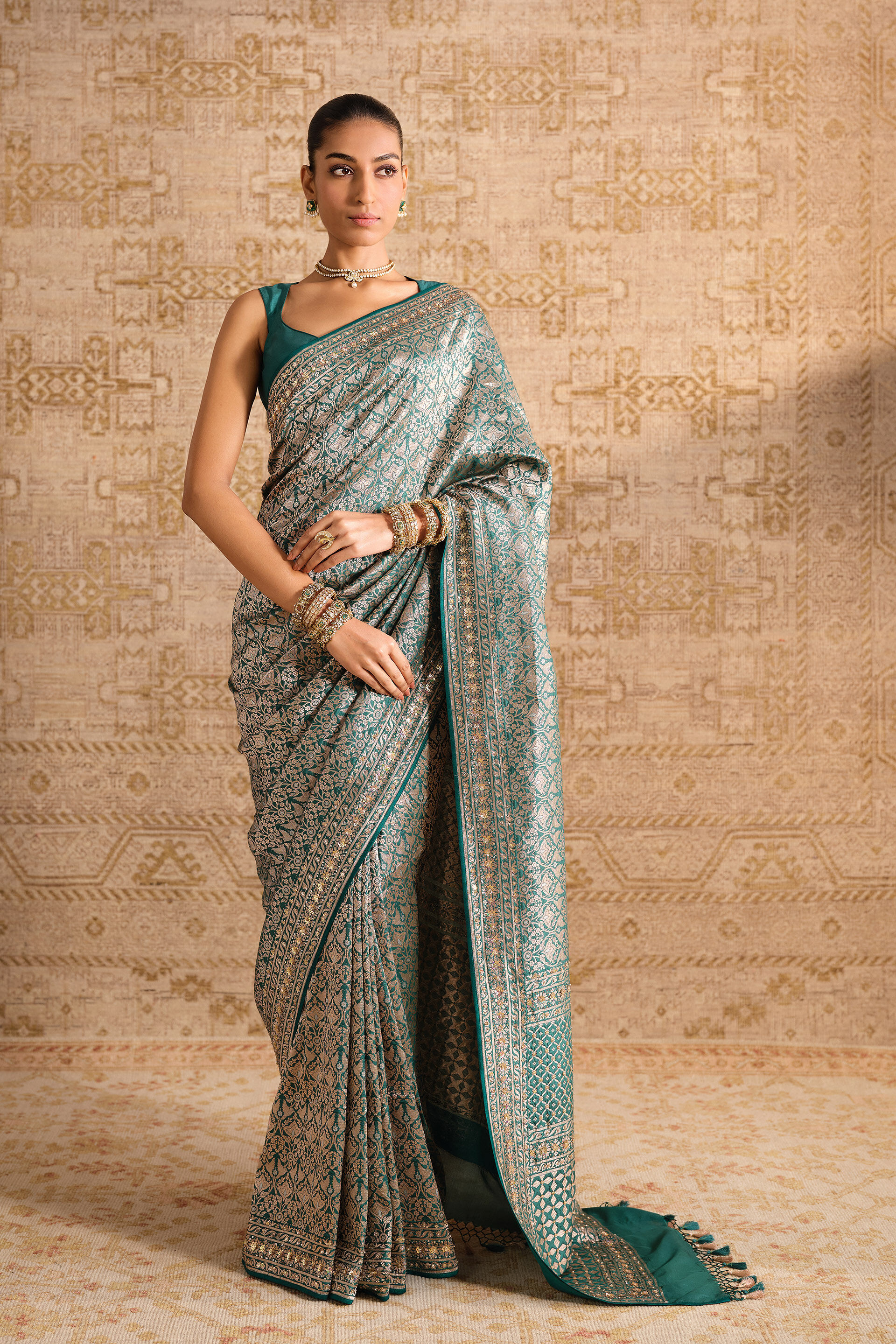 Anedya Handwoven Benarasi Silk Saree - Green