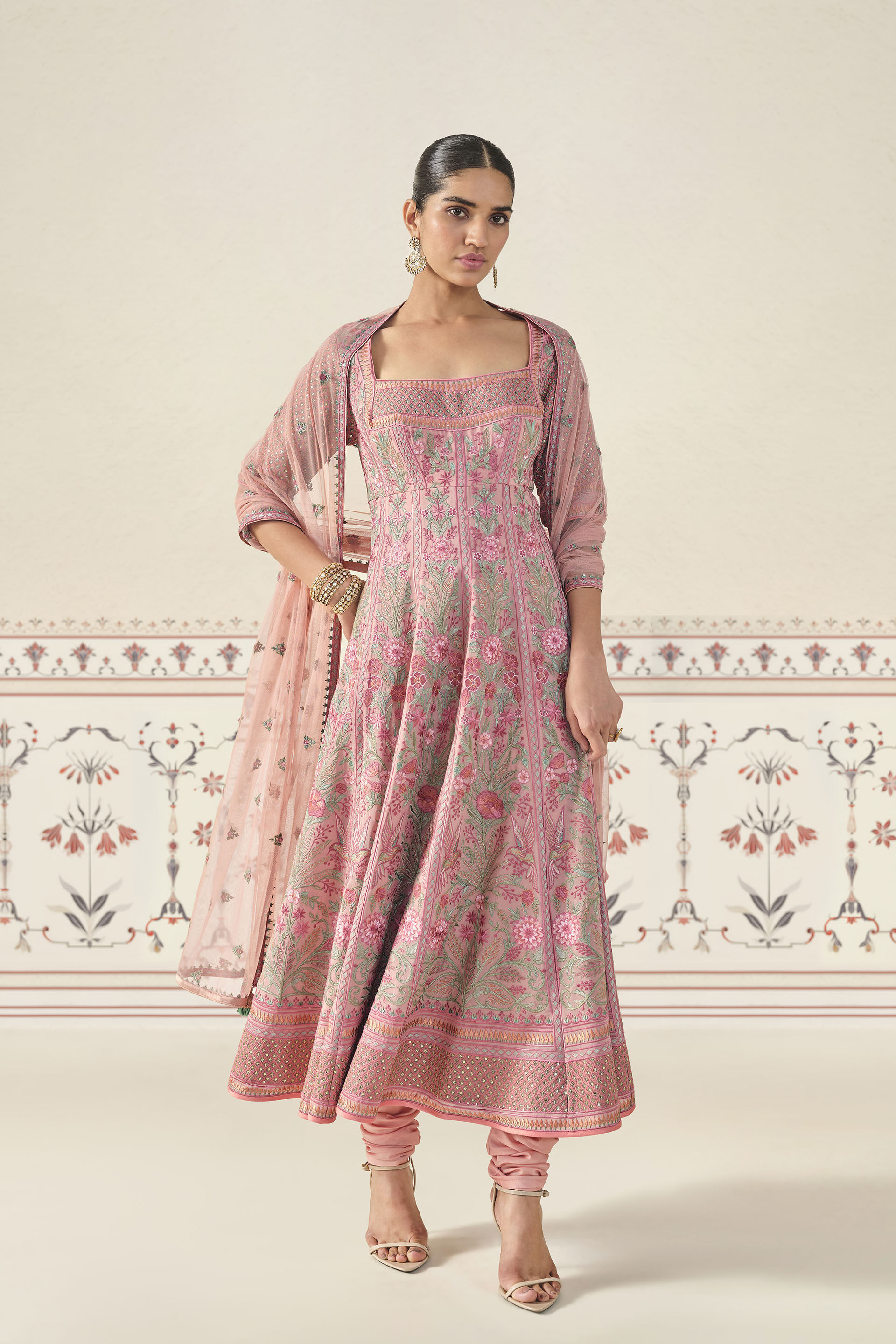 Iksula Embroidered Anarkali Set - Blush