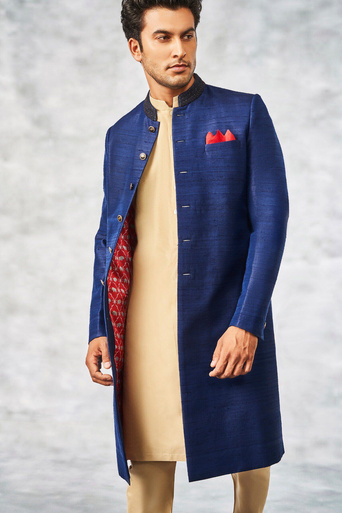 4 - Ejaz Sherwani - Navy Blue, image 4