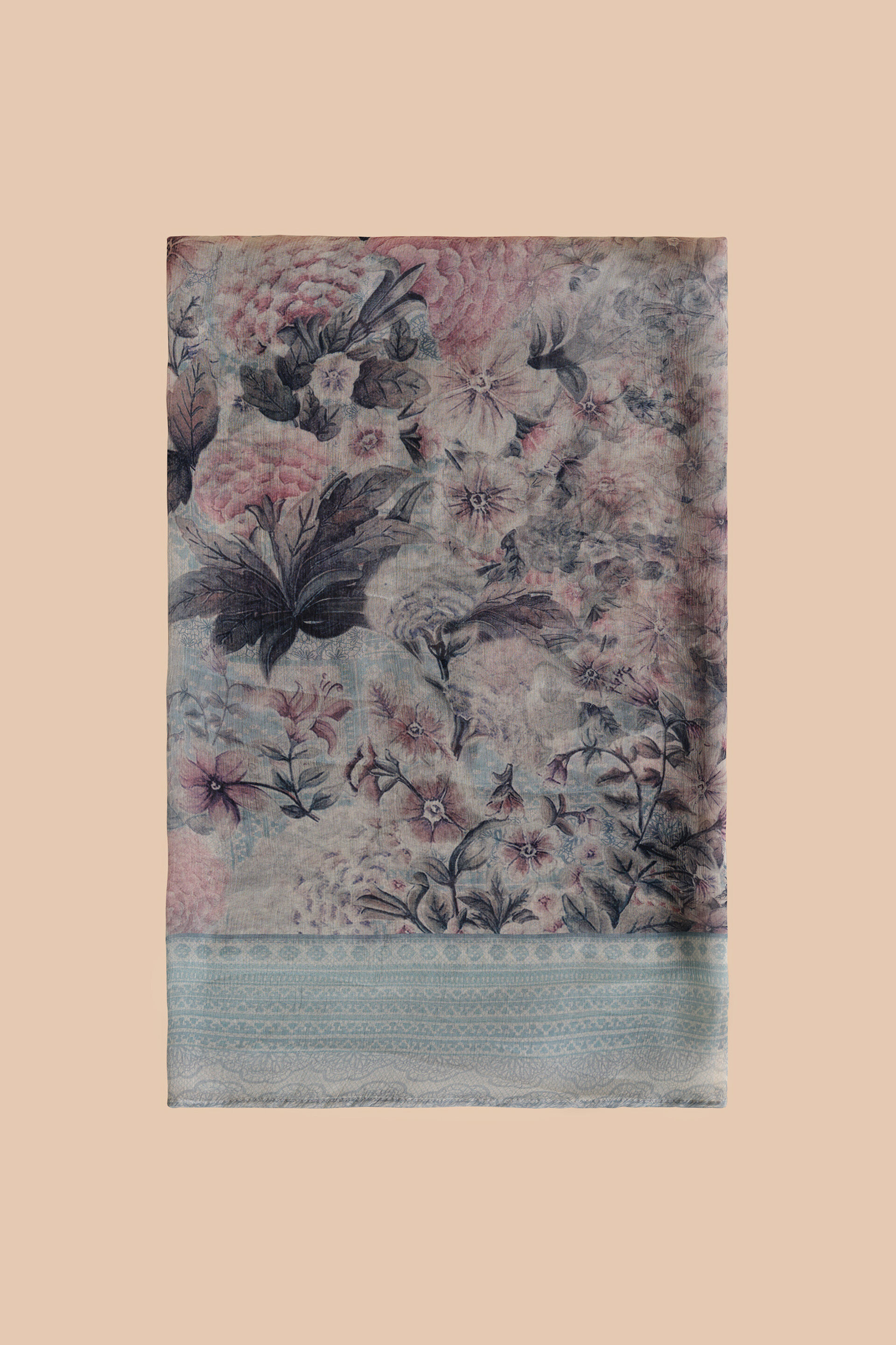 Flores Chiffon Saree - Powder Blue, Powder Blue, image 11