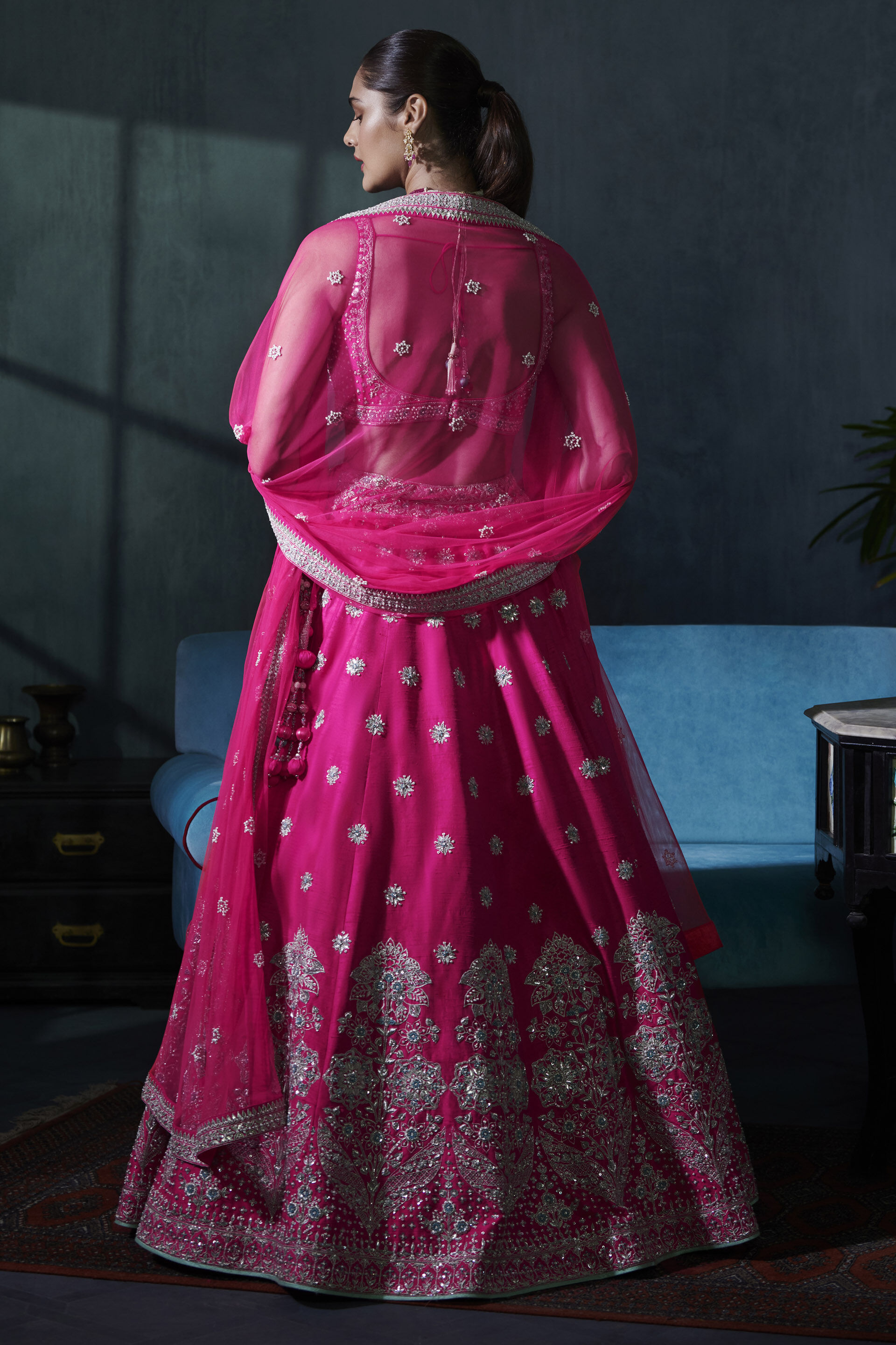 Ezrine Lehenga Set - Carrot Pink