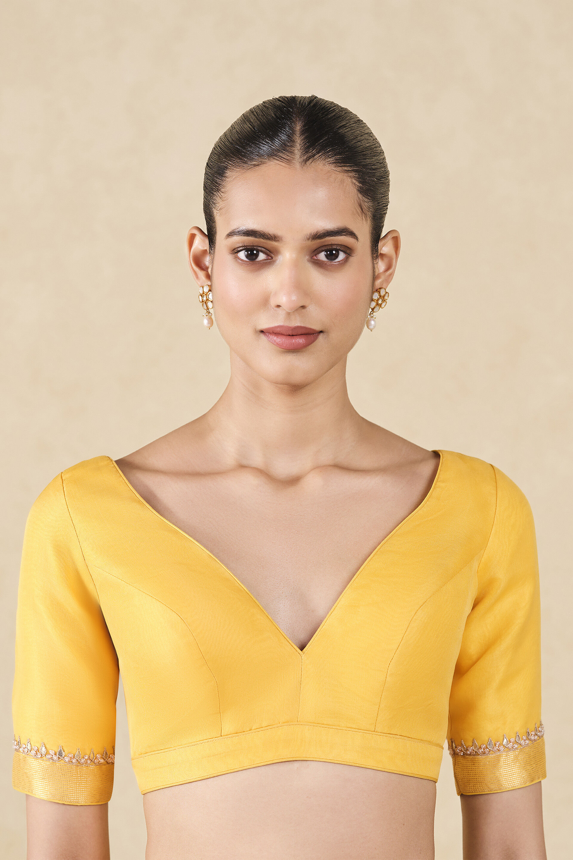 Siyam Handwoven Benarasi Silk Saree, Yellow, image 10