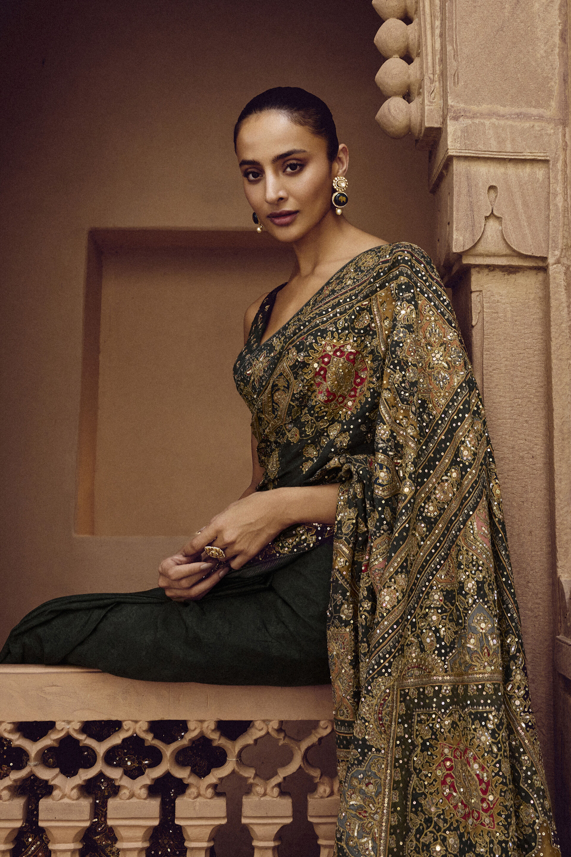 Rishama Silk Saree - Green, Green, image 6