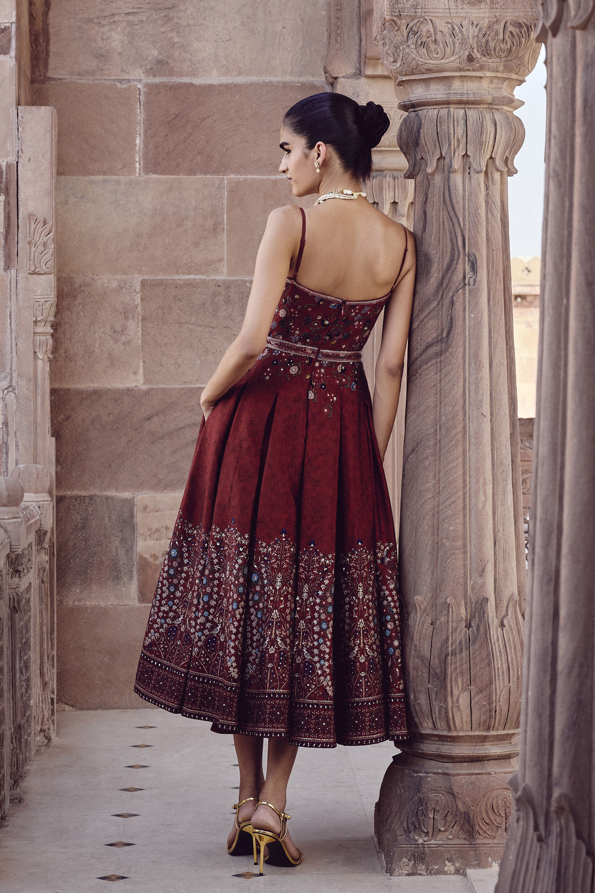 Amalaka Silk Dress - Deep Red