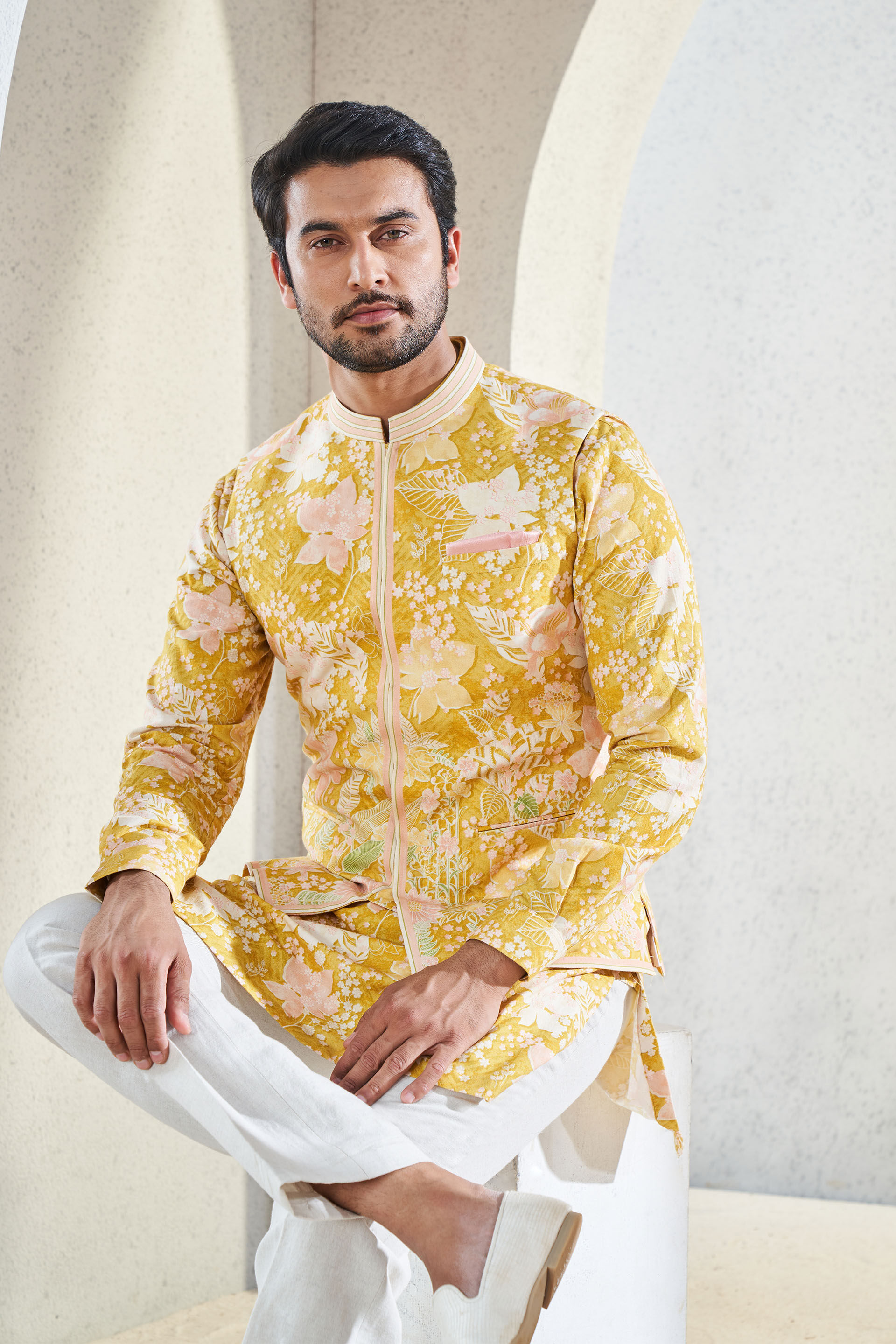 Mustard nehru outlet jacket