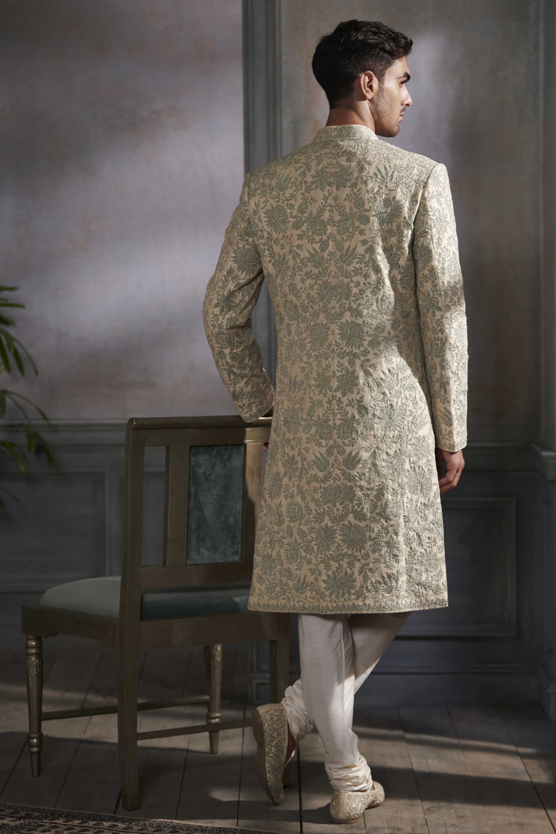 Chayank Sherwani - Beige, Beige, image 3