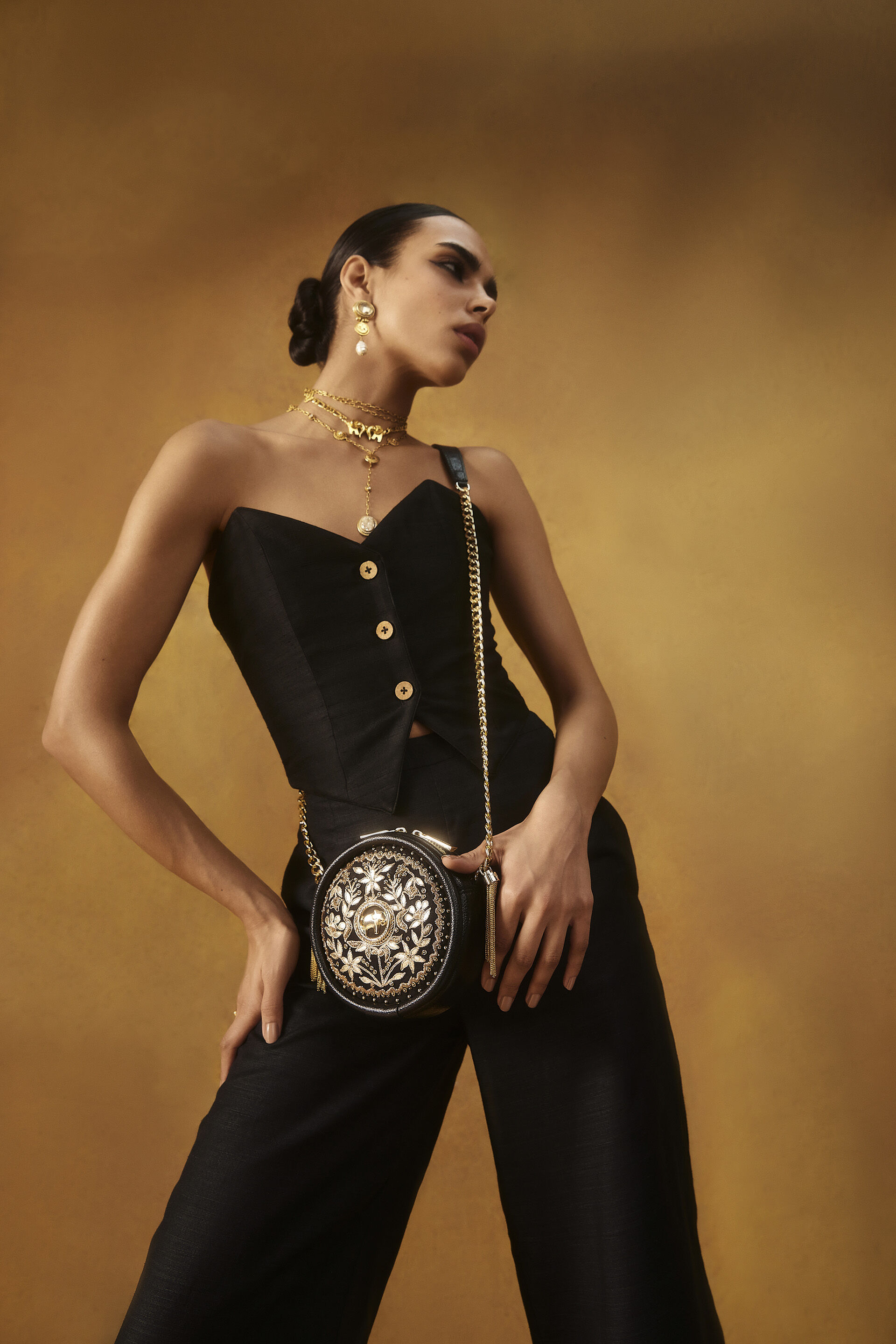 Symphony Of Blooms Crossbody Bag - Nocturnal Black