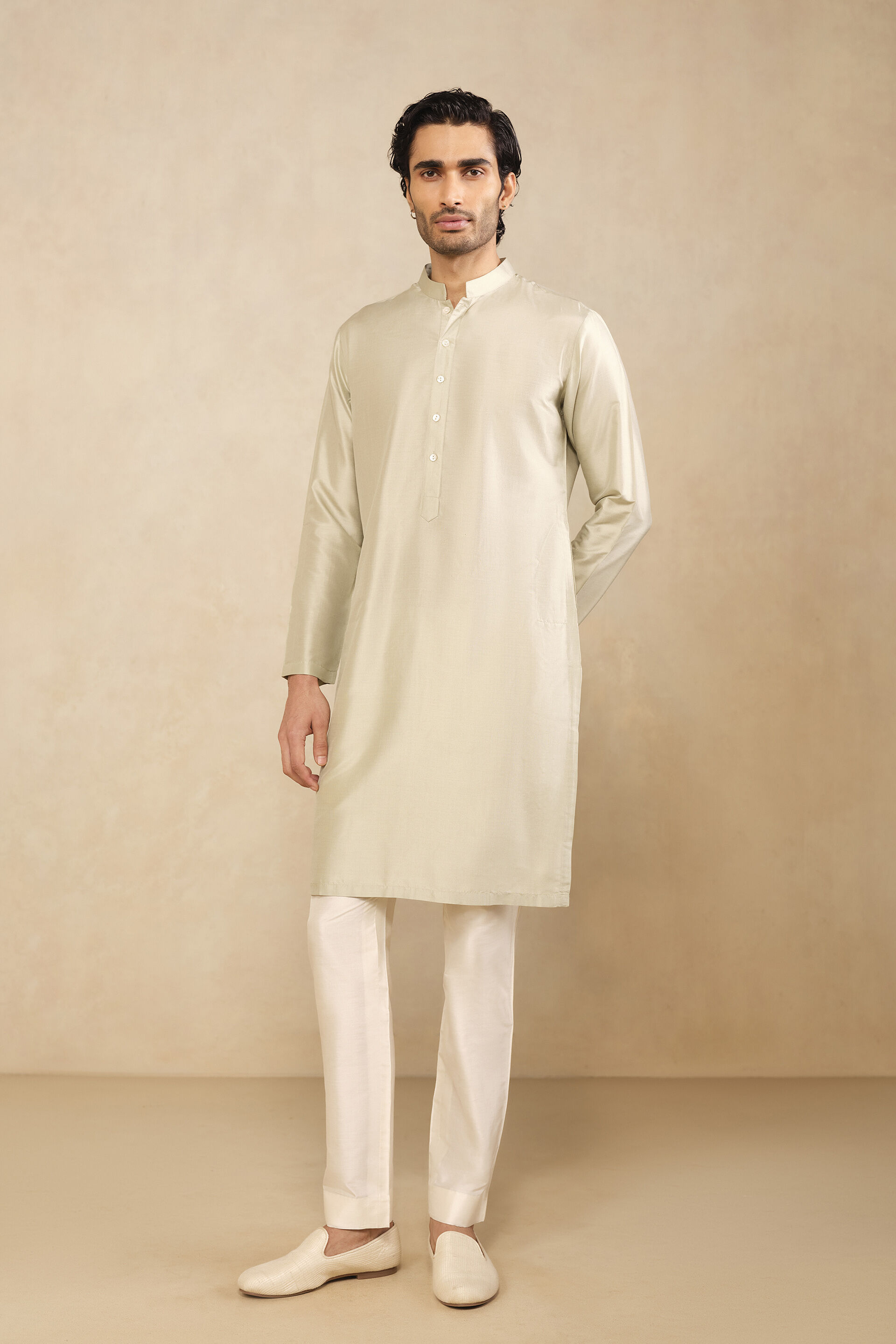Smyan Silk Kurta - Sage, Sage, image 1