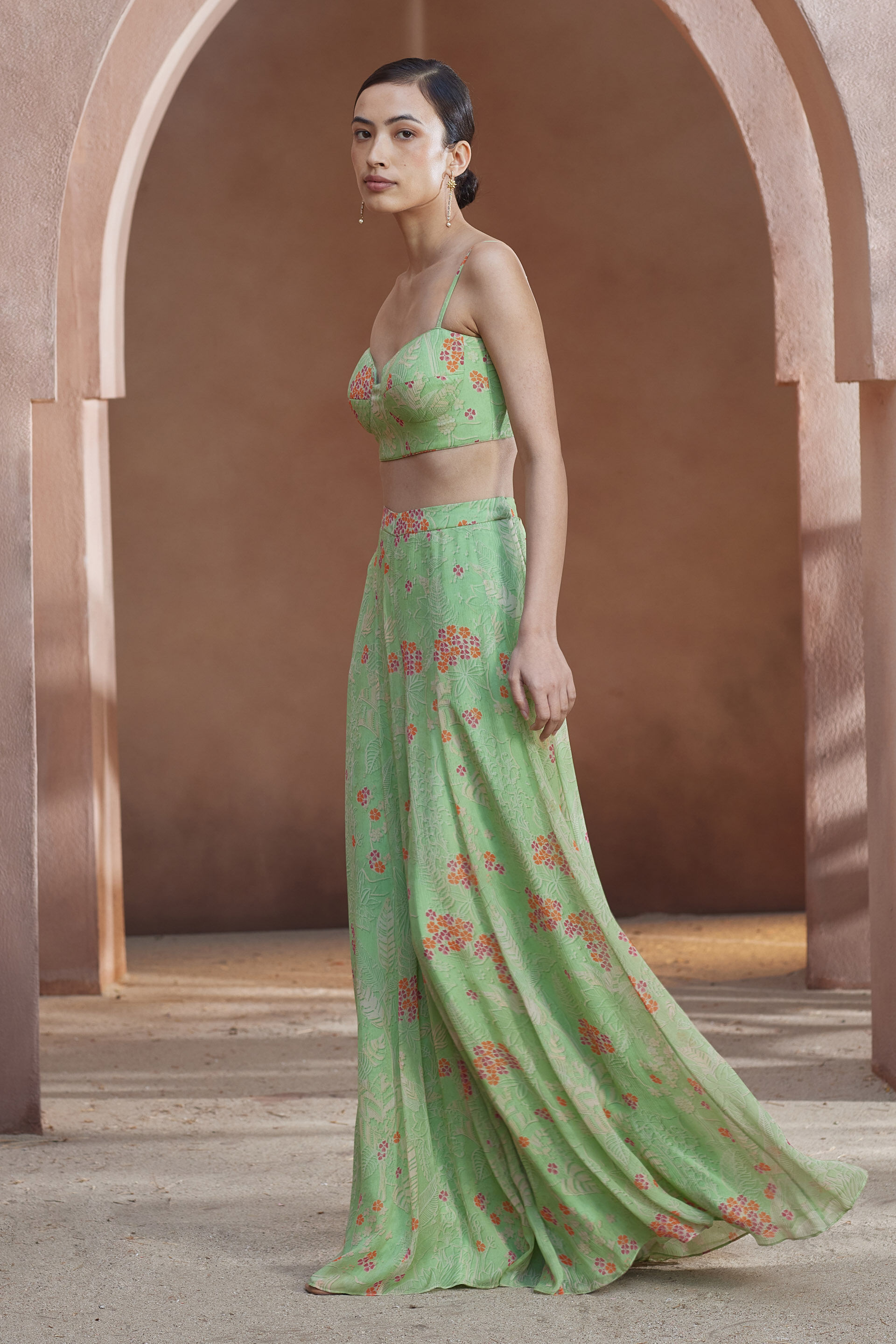 Juliette Crop Top Pant Set Lime