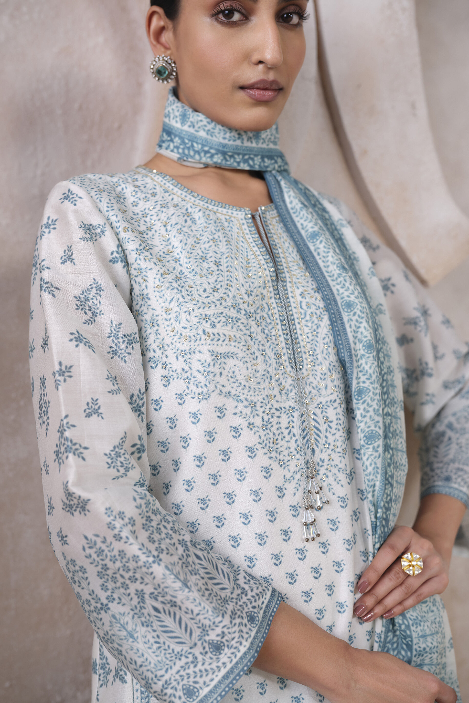 Miral Silk Suit Set - White, White, image 5