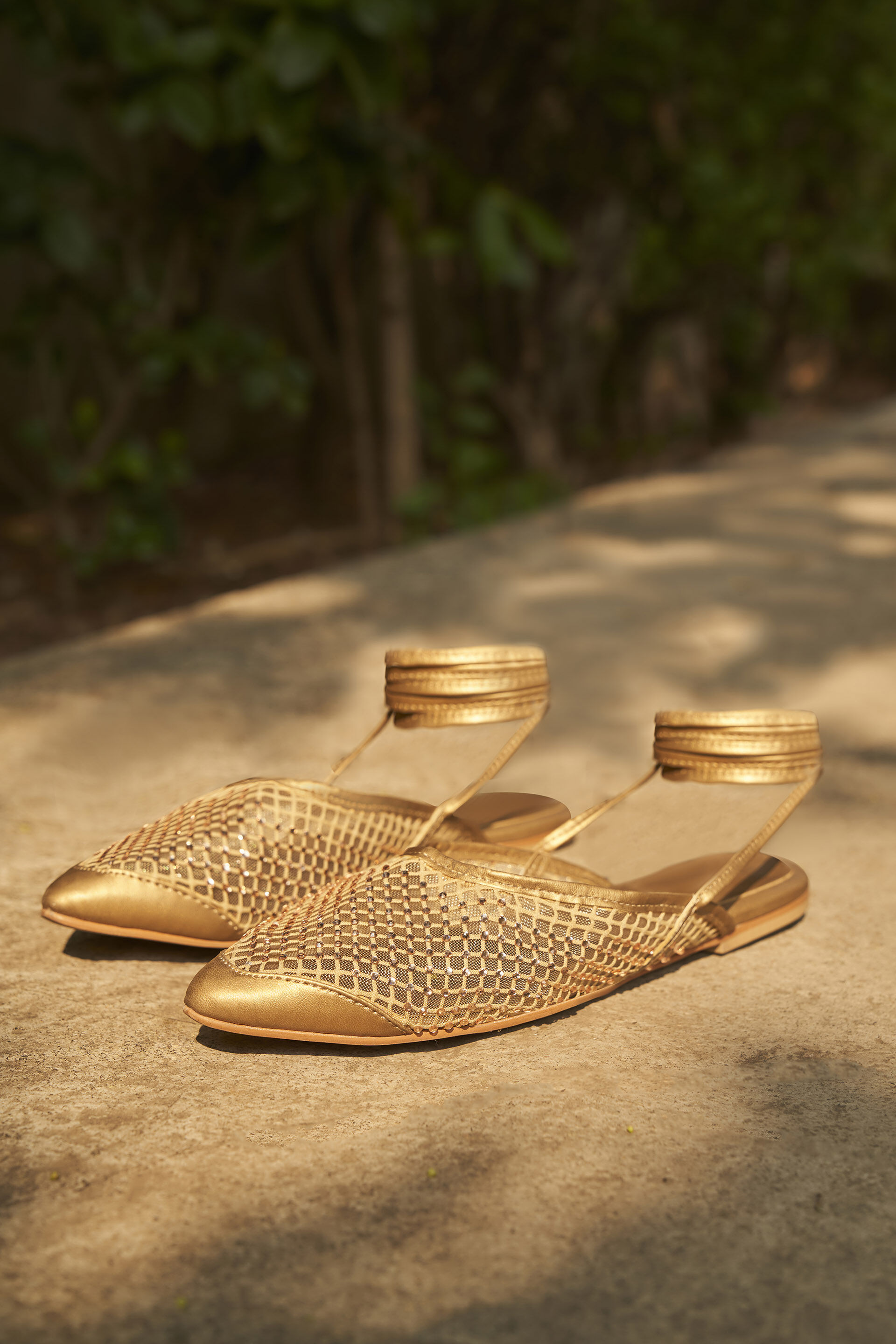 Siofra Ankle-Tie Mules - Gold, Gold, image 2