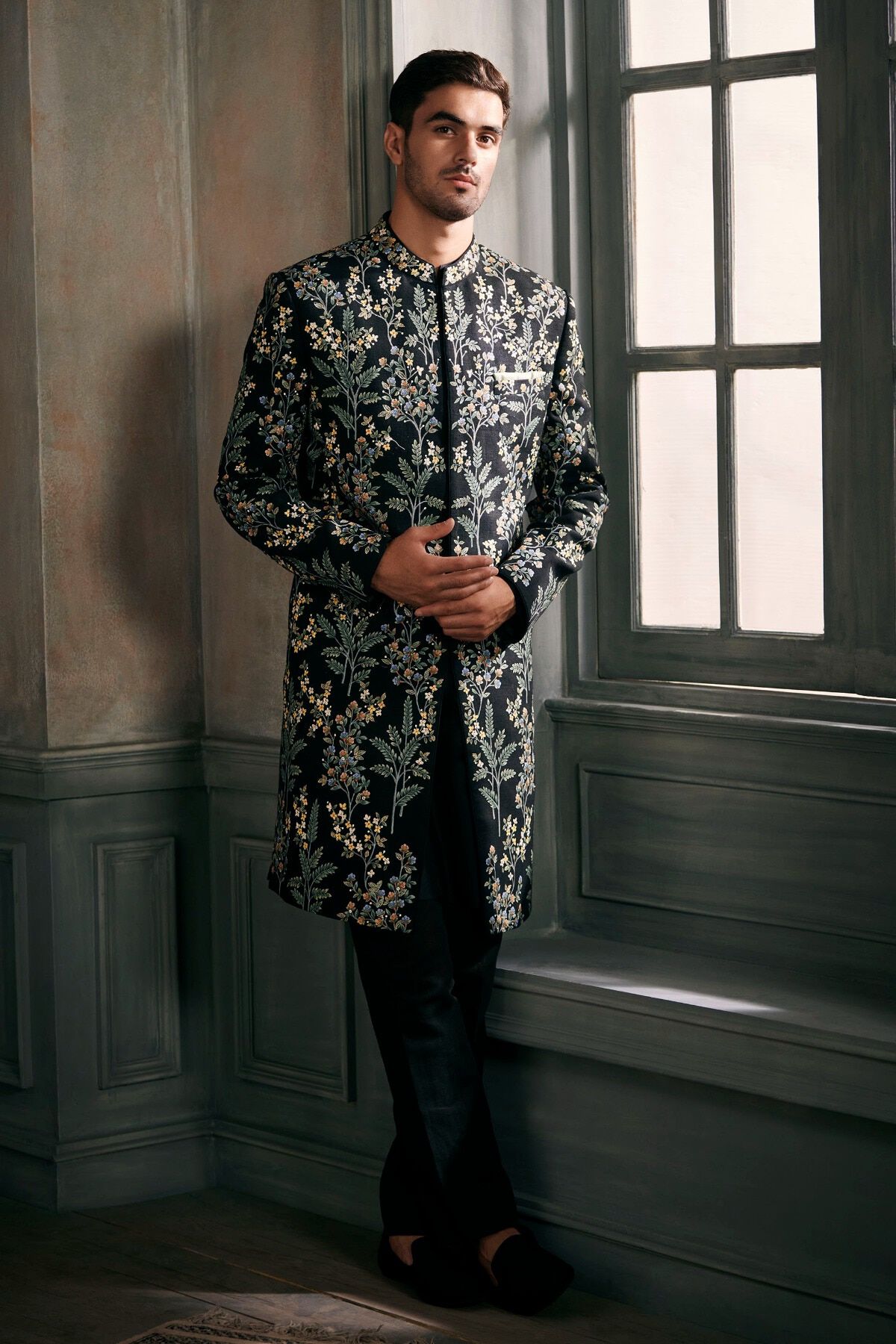Aagniv Pichhwai Sherwani - Black