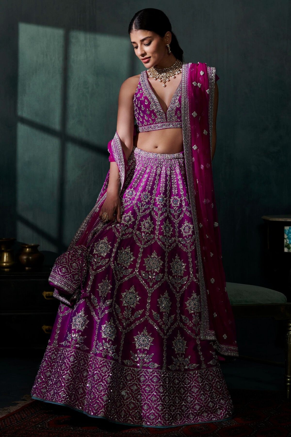 Eshma Lehenga Set - Vivid Violet