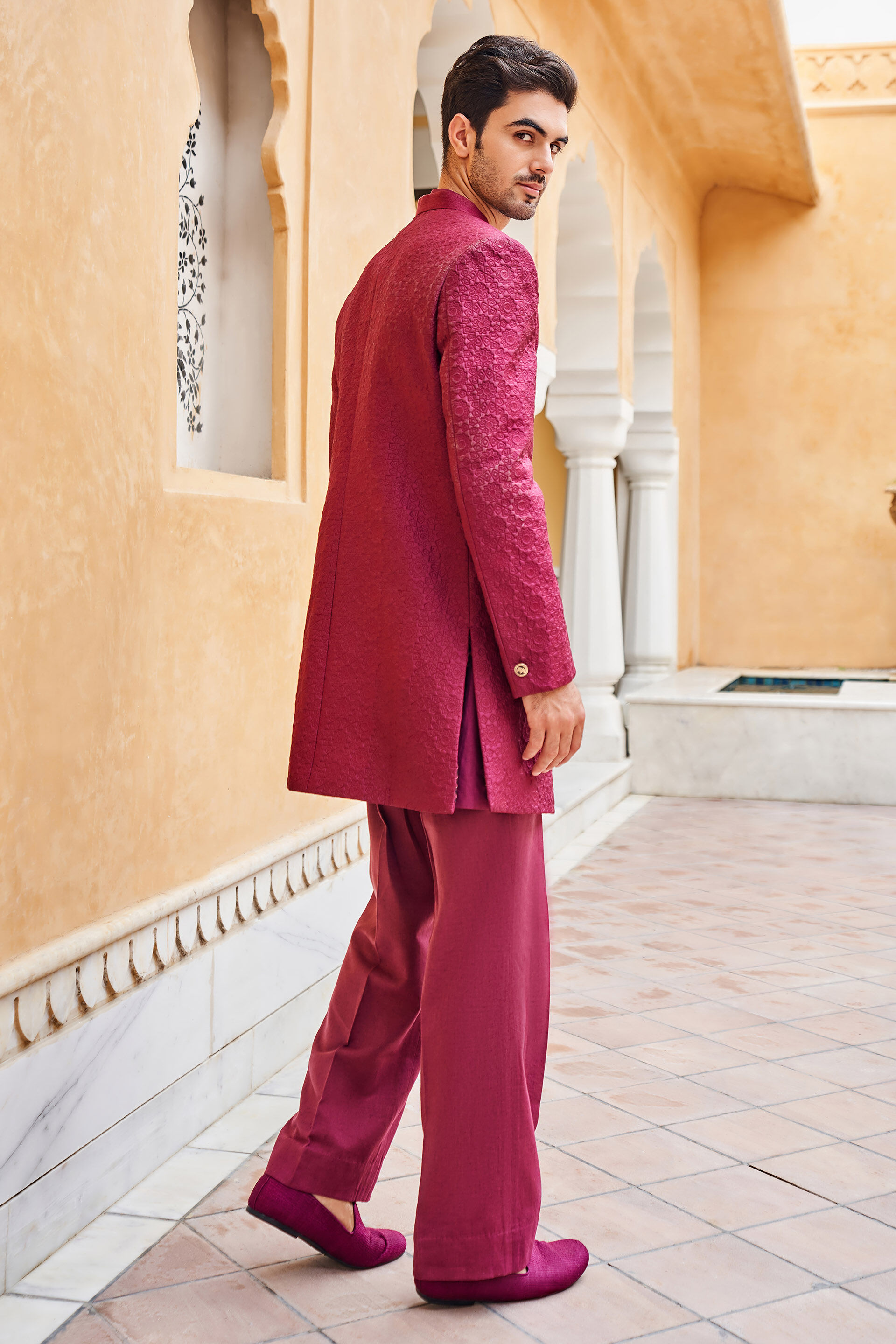 Zehab Sherwani - Maroon, Maroon, image 2