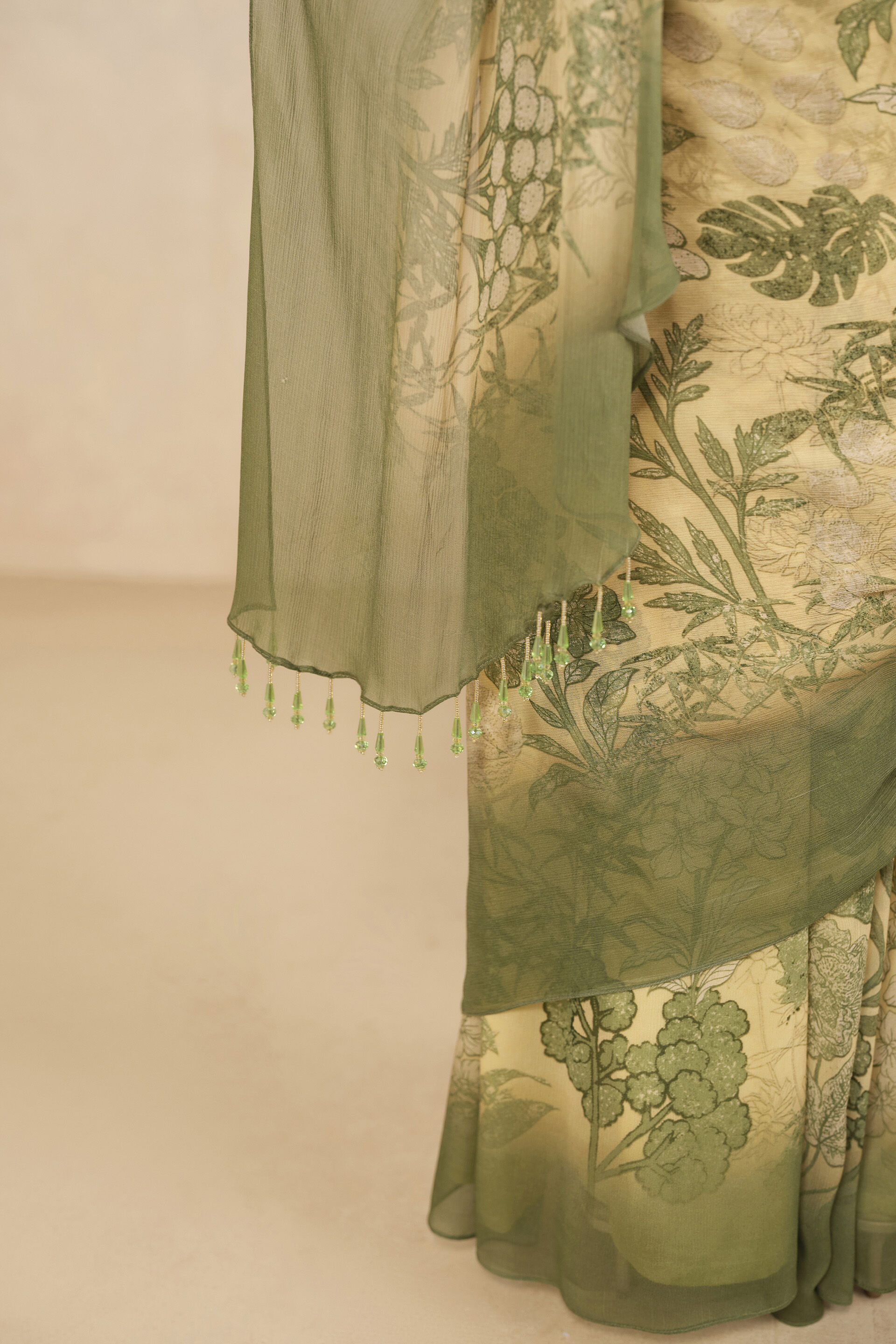 Esma Pre-draped Saree - Yellow, Yellow, image 5