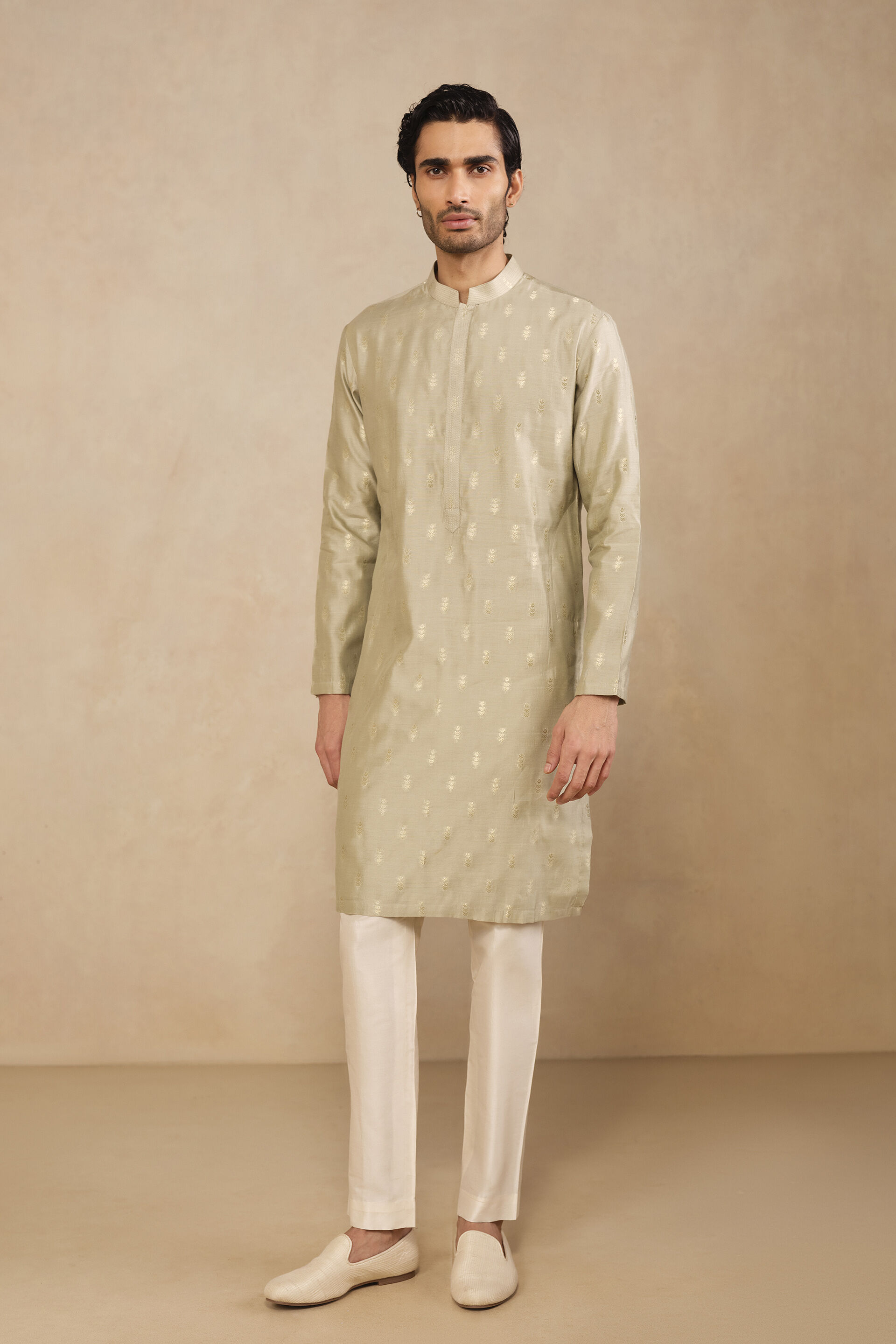 Aryam Woven Benarasi Kurta - Sage, Sage, image 1