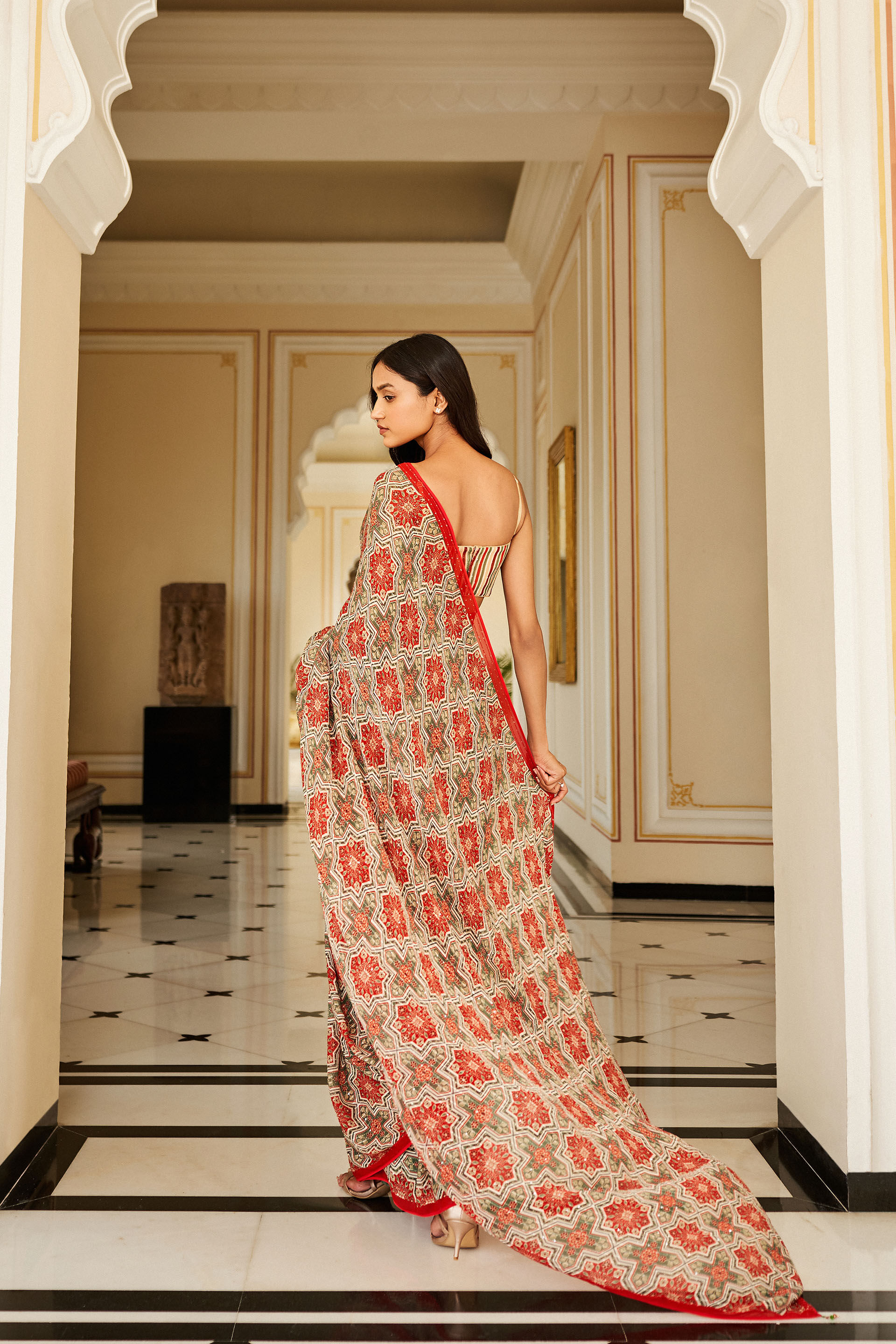 Shovana Saree - Cream, Cream, image 2