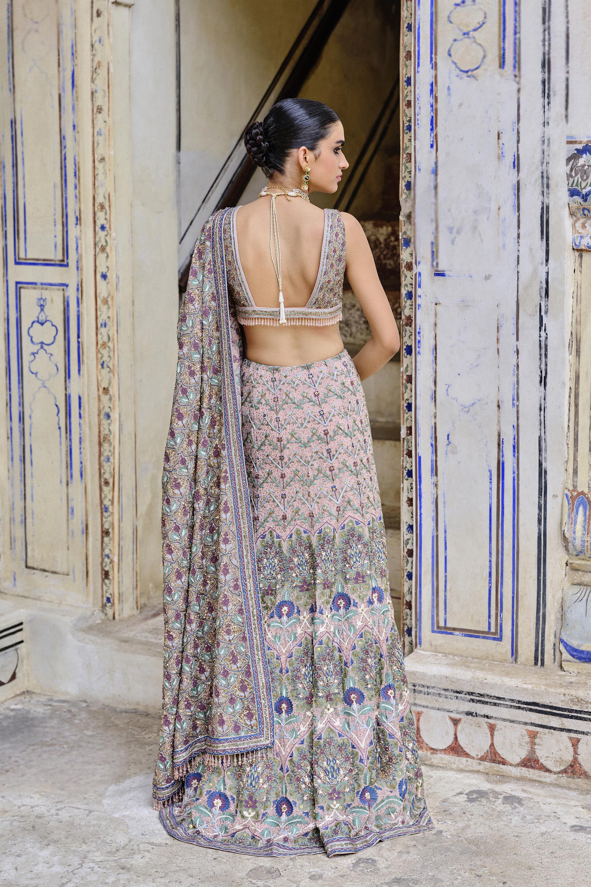 Krandasi Embroidered Zardozi Skirt Set - Blush, Blush, image 5