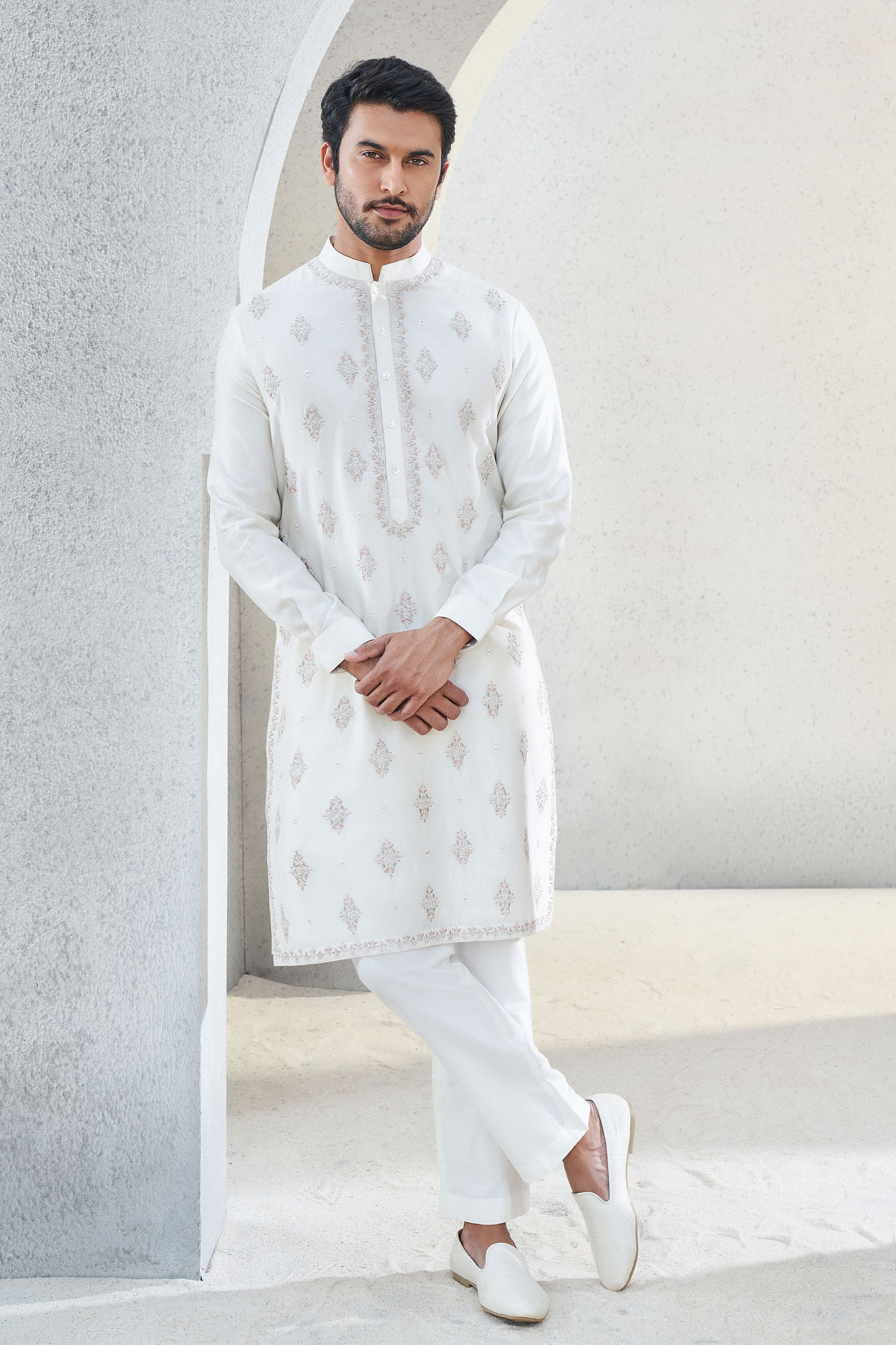 Anvit Embroidered Kurta - Off White, Off White, image 1