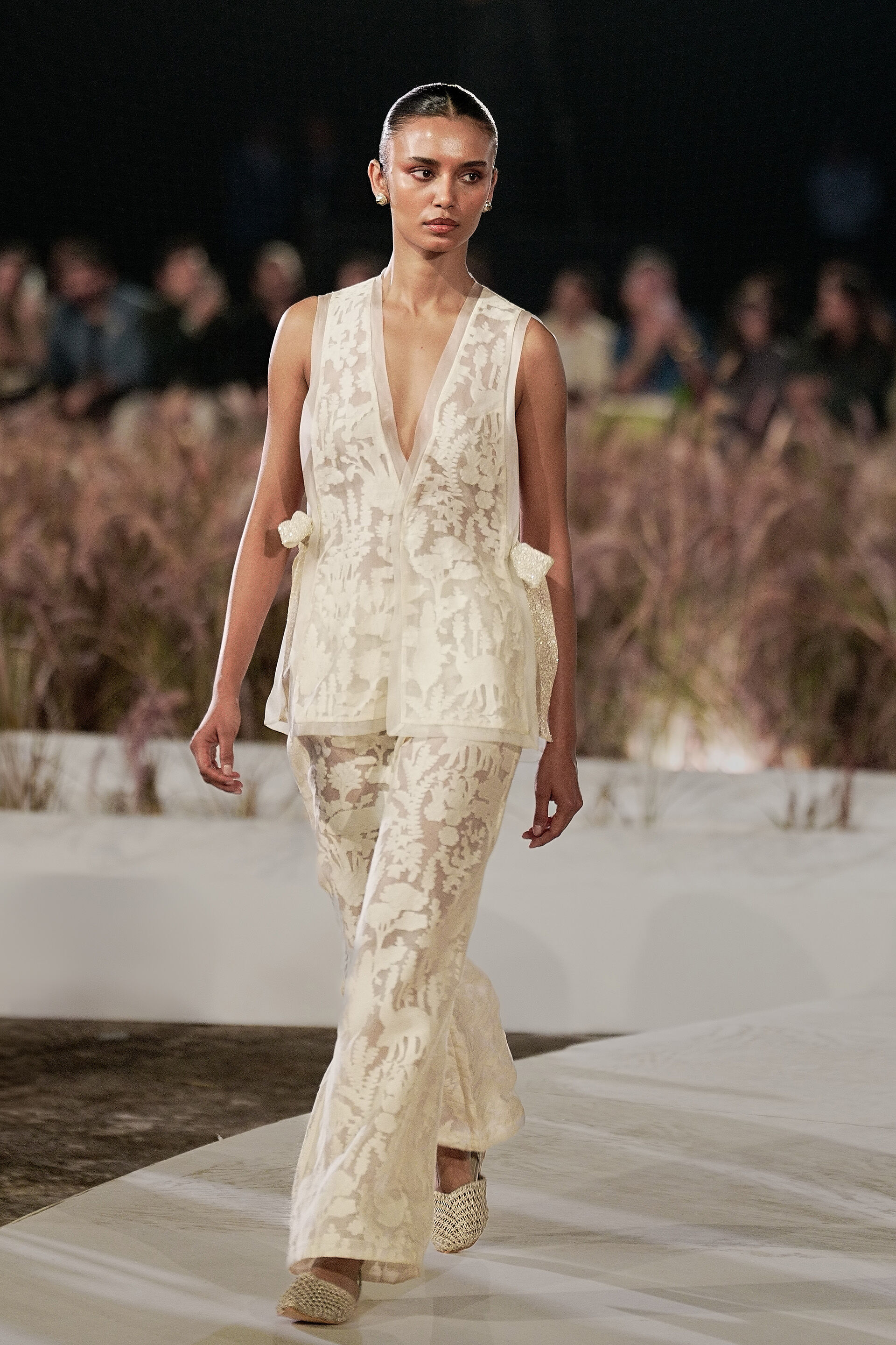 Shitora Woven Benarasi Silk Co-ord - Ivory, Ivory, image 1