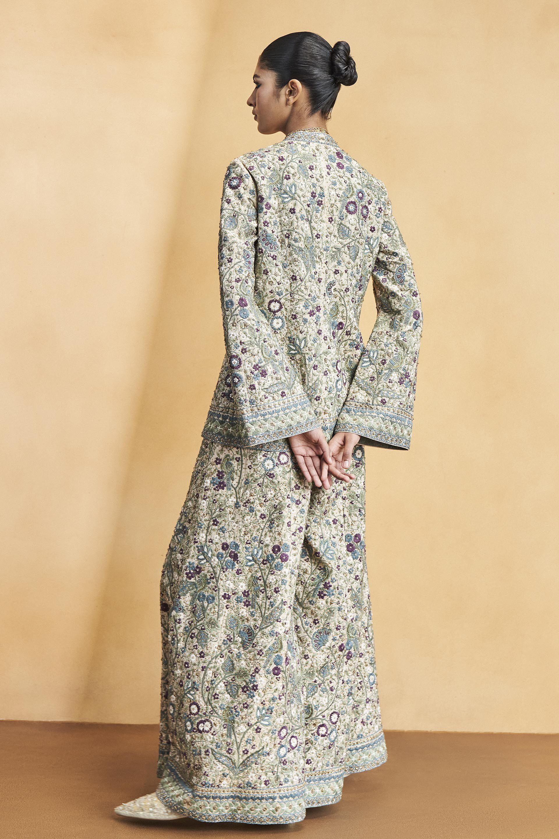 Flora and Fauna Zari Pant Set - Gold, Gold, image 3