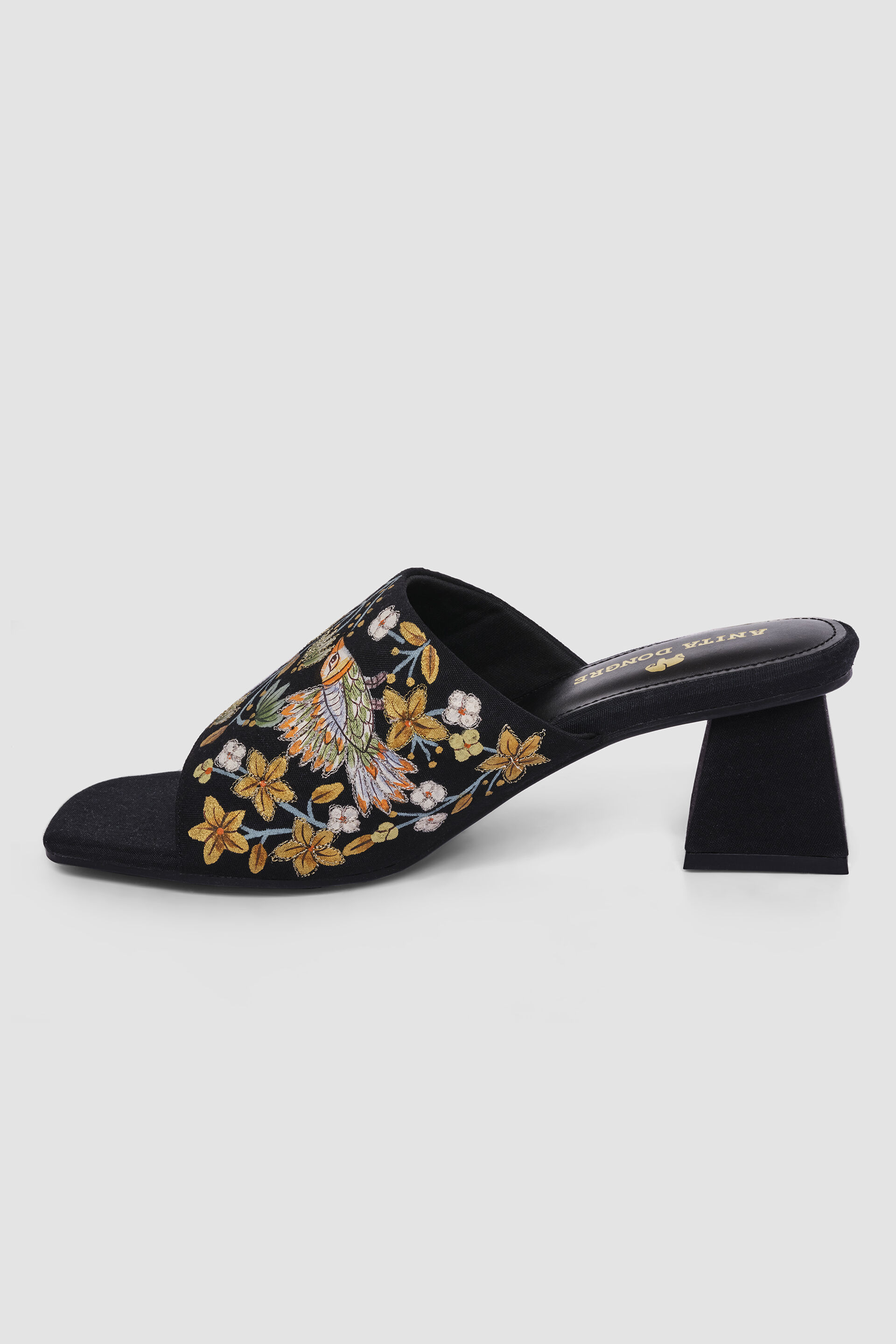 Flora & Fauna Hand-painted Pichhwai Heels - Black