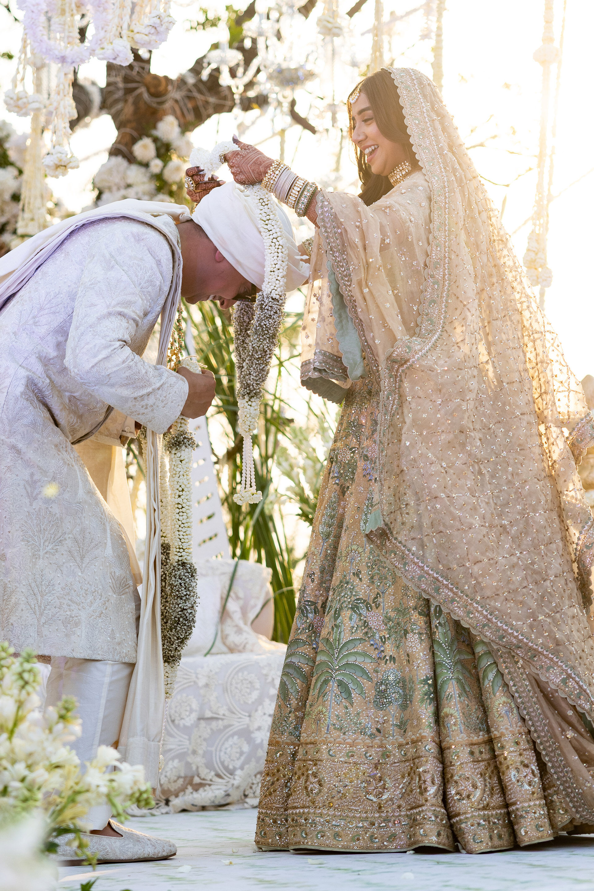 Flowers of Mist Hand-embroidered Silk Sherwani - Ivory, , image 4