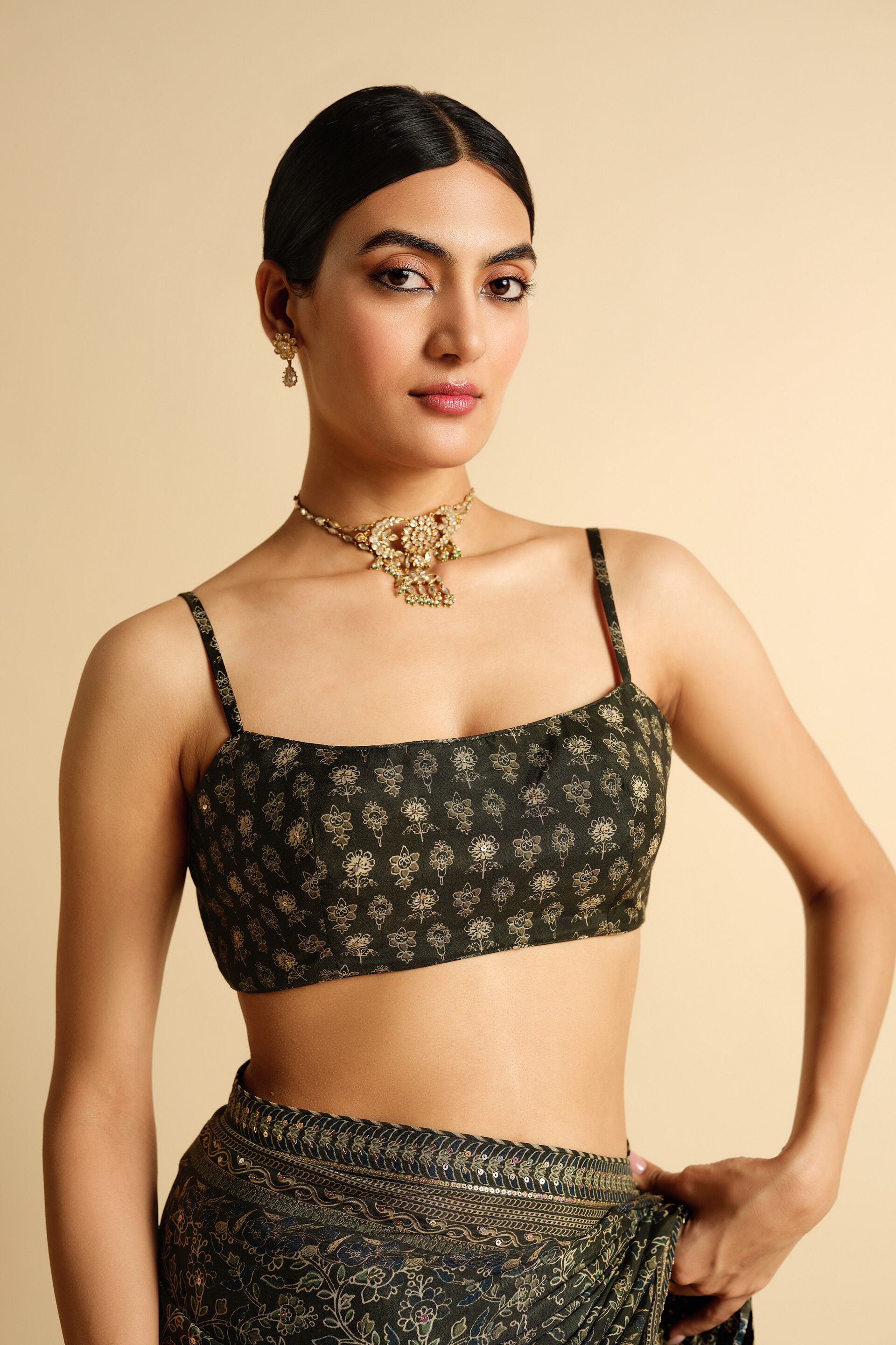 Apramiti Sequin Saree, Green, image 5