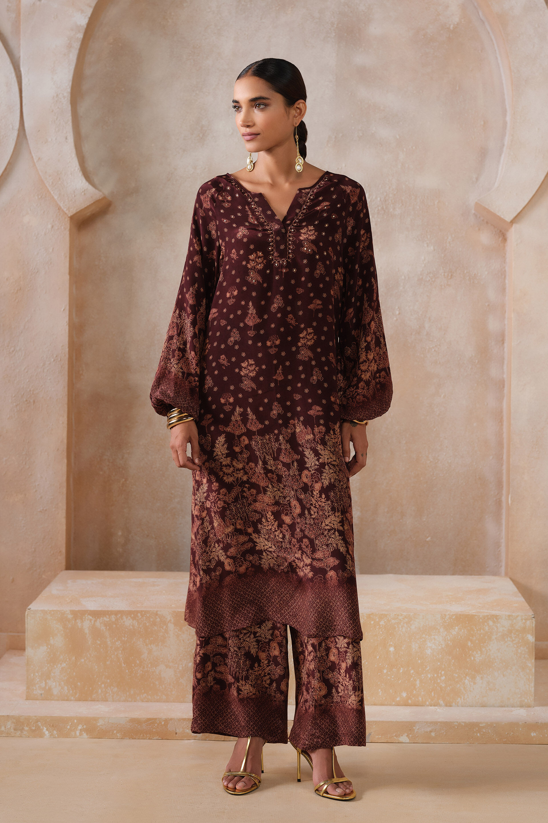 Amhara Kurta Set - Wine, Wine, image 1