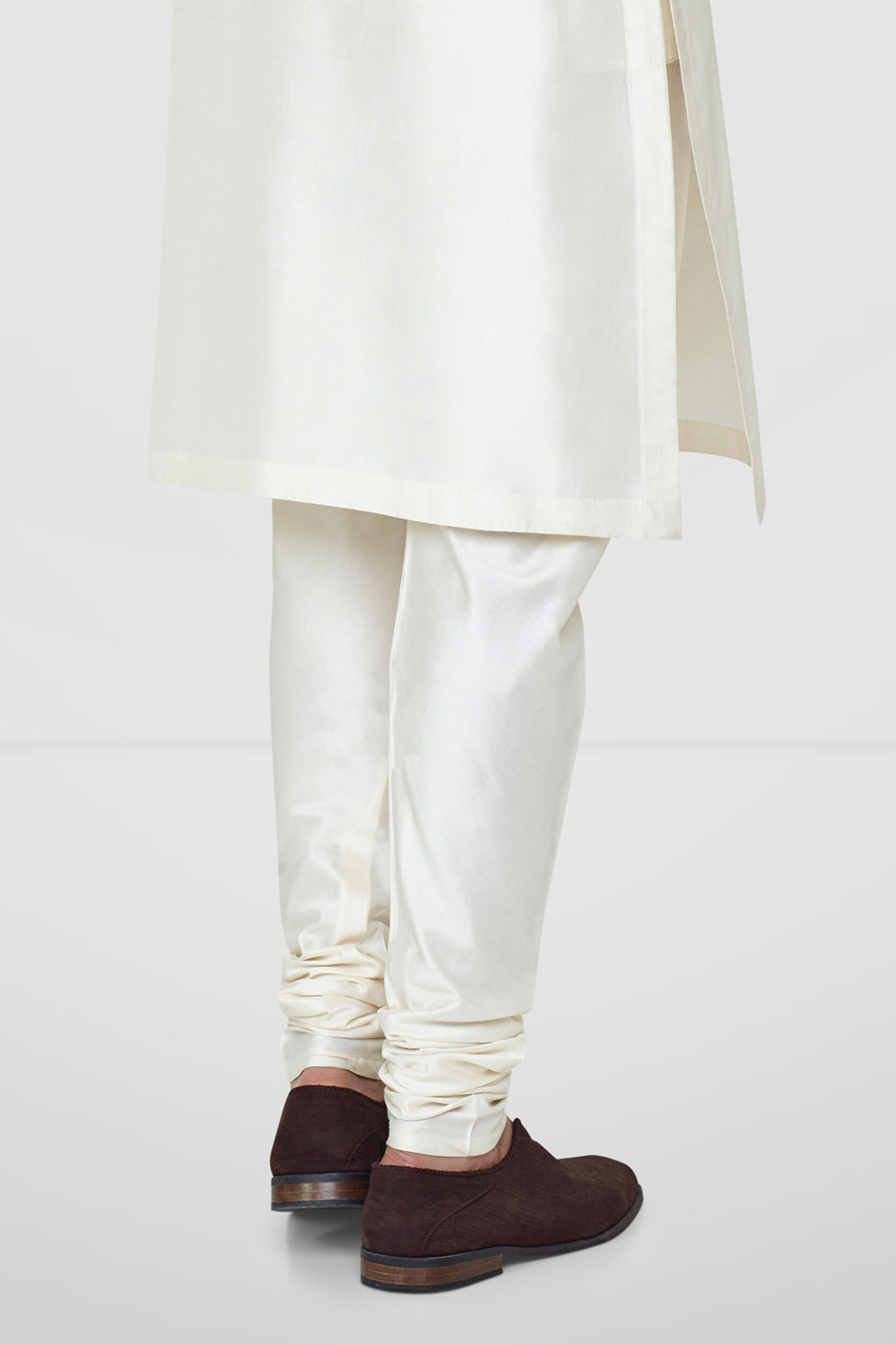 Cream Silk Churidar, Cream, image 3