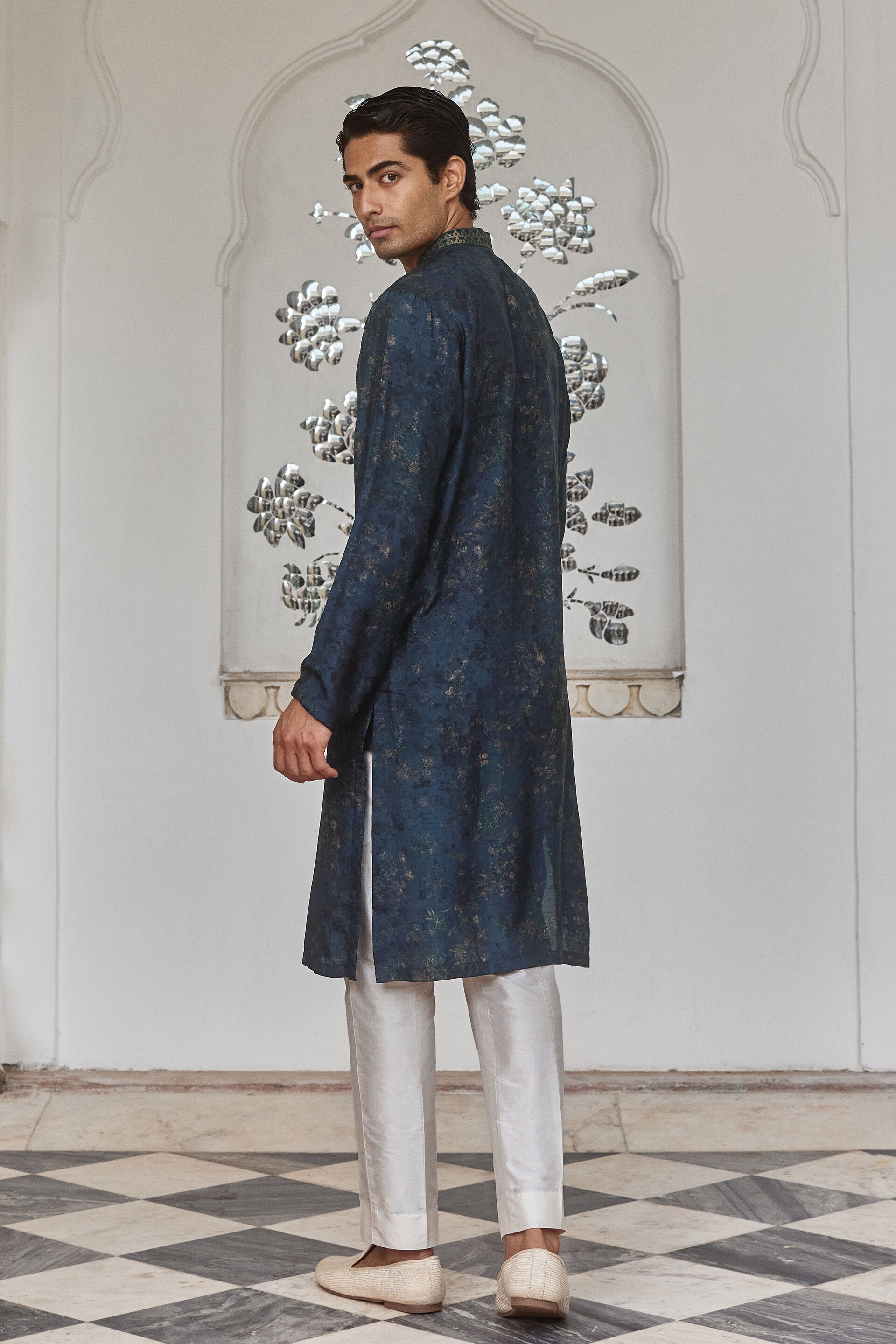 Almog Silk Kurta - Blue