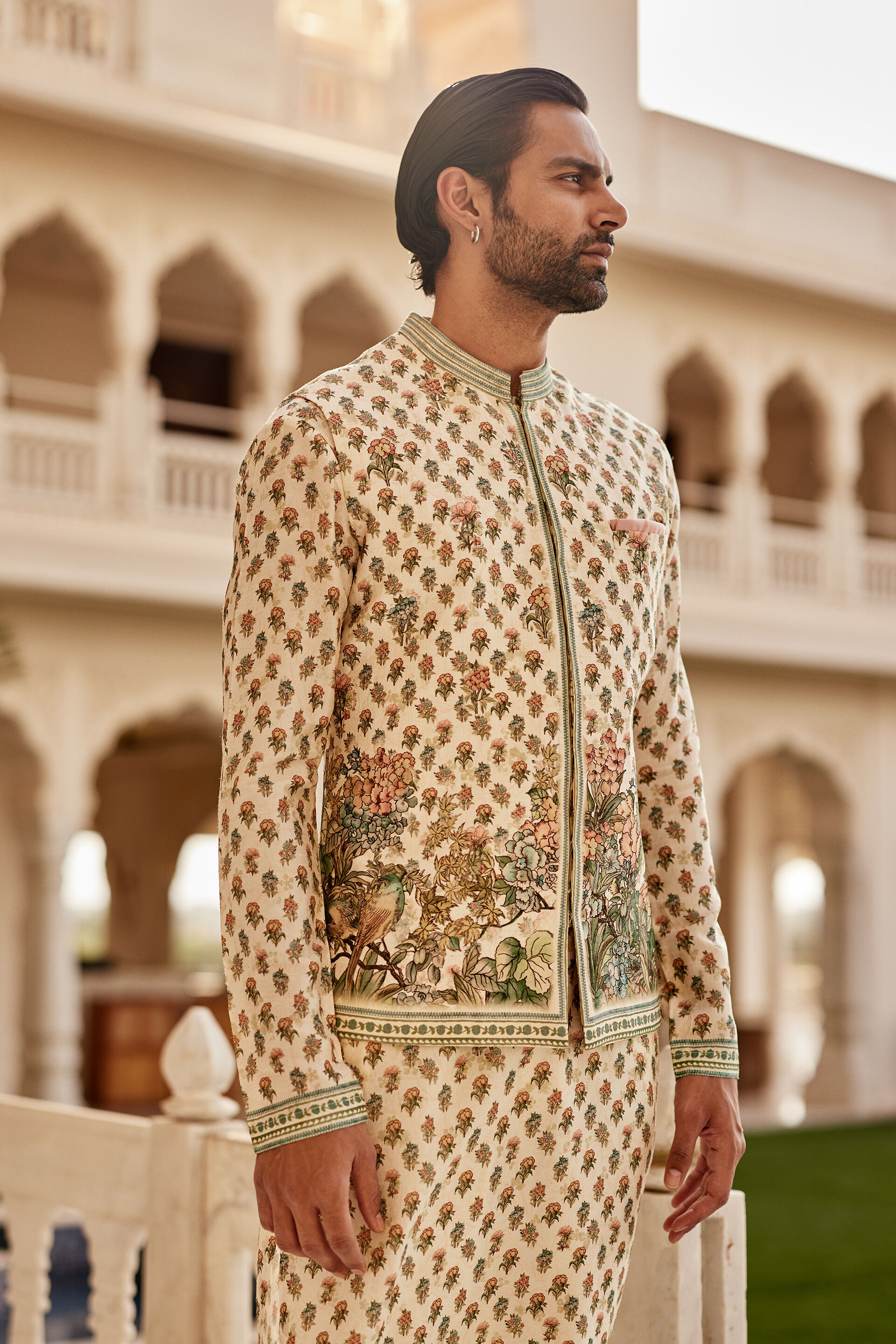 Edhas Silk Nehru Jacket - Cream, Cream, image 3