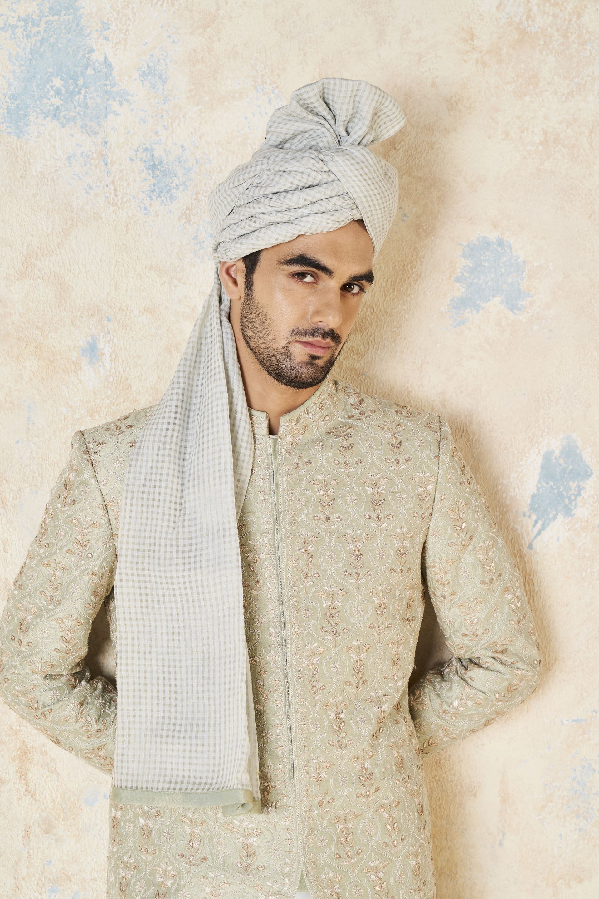 Akul Silk Safa - Sage